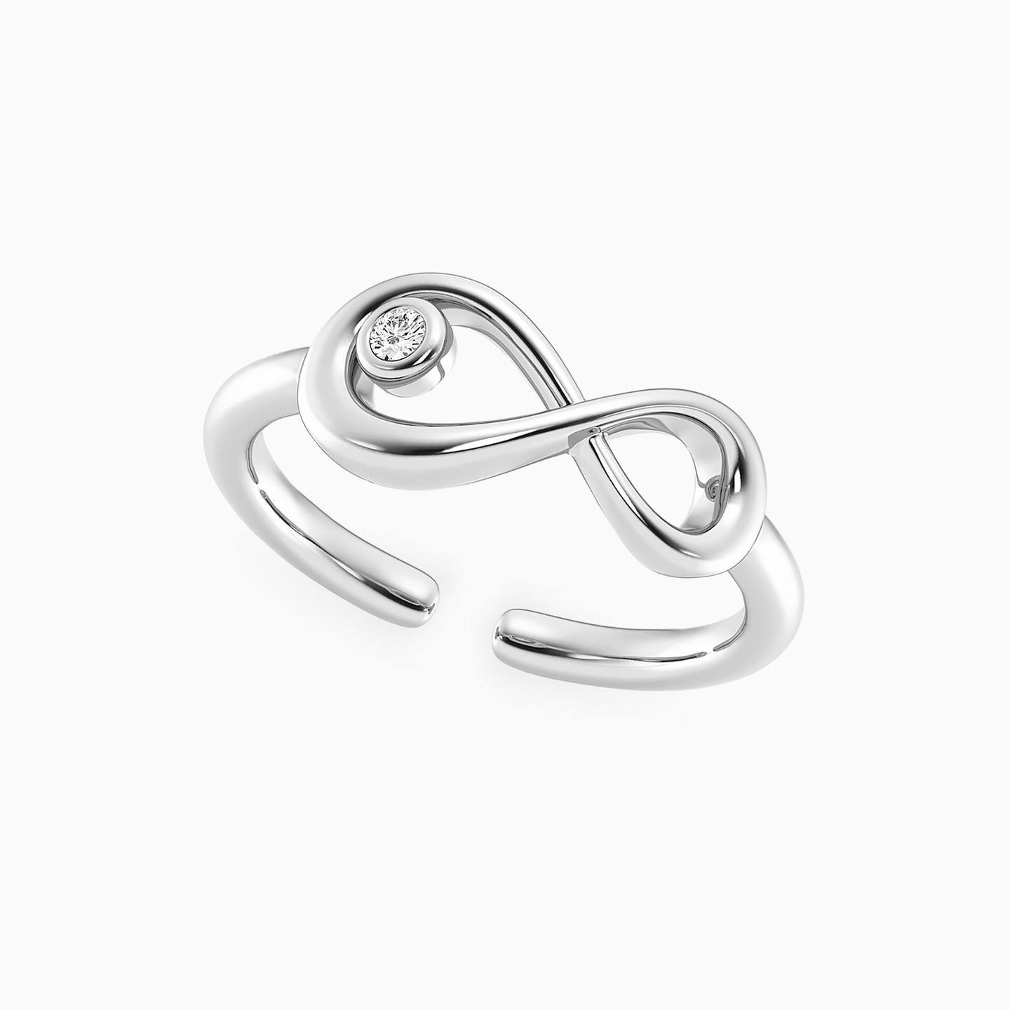 خاتم فضة إسترليني شكل إنفينيتي مزين بألماس مختبرات - 3 خاتم فضة إسترليني شكل إنفينيتي مزين بألماس مختبرات - 3