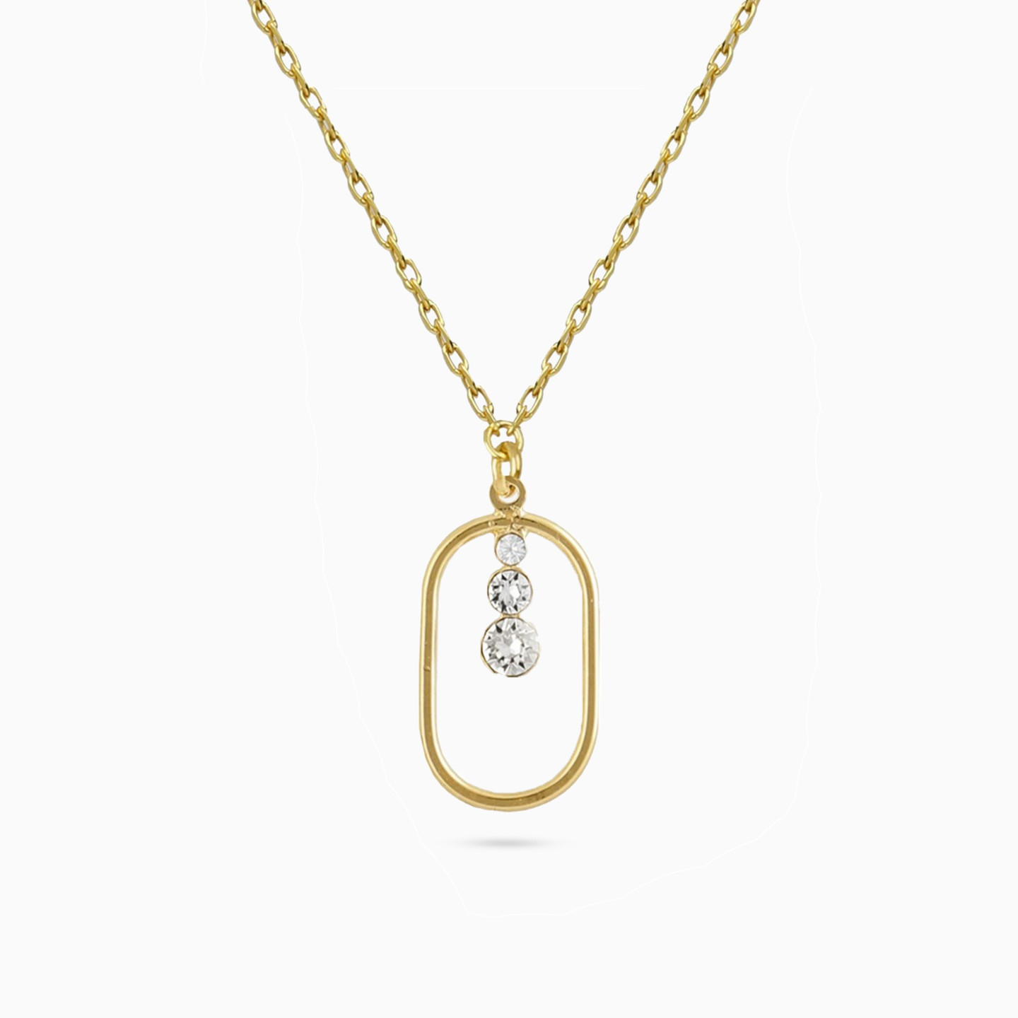 Oval Loop Cubic Zirconia Gold Plated Necklace Oval Loop Cubic Zirconia Gold Plated Necklace