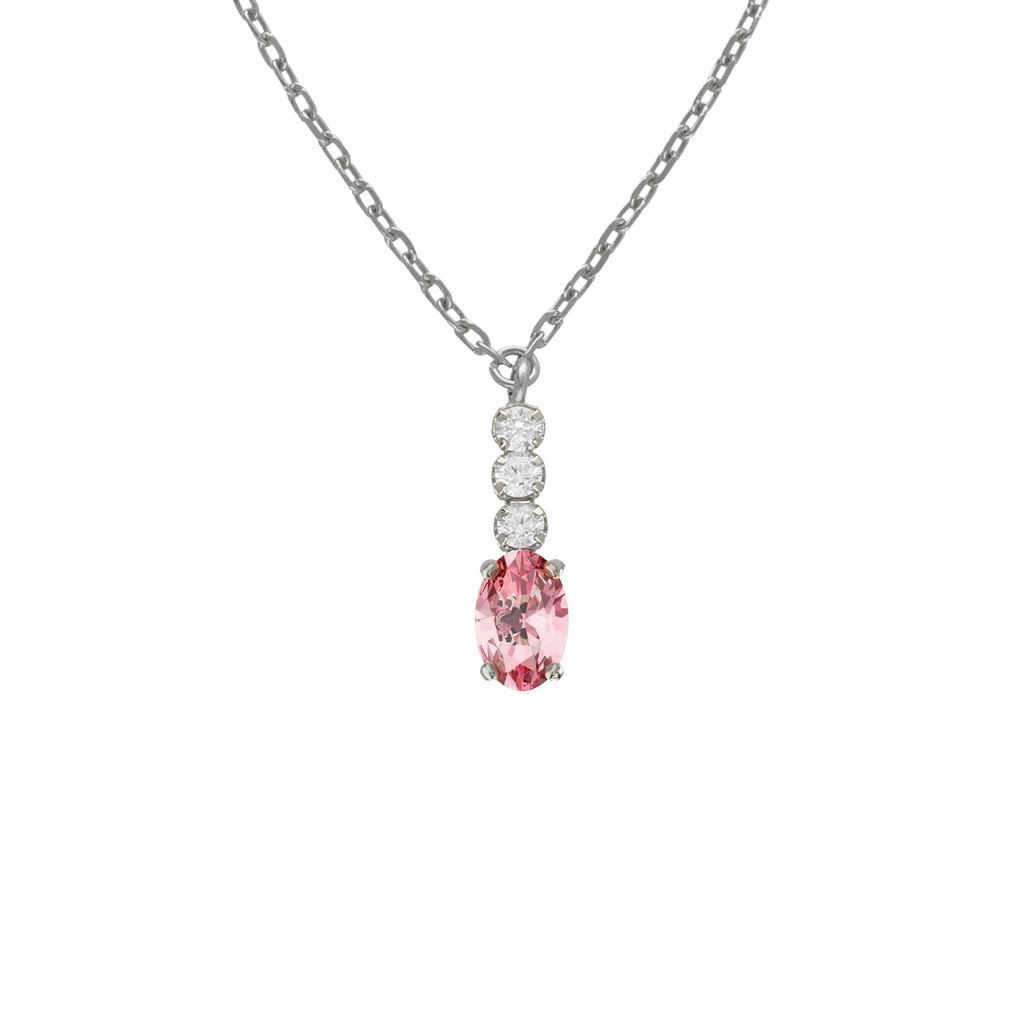 Oval Drop Pink Stone Sterling Silver Necklace Oval Drop Pink Stone Sterling Silver Necklace