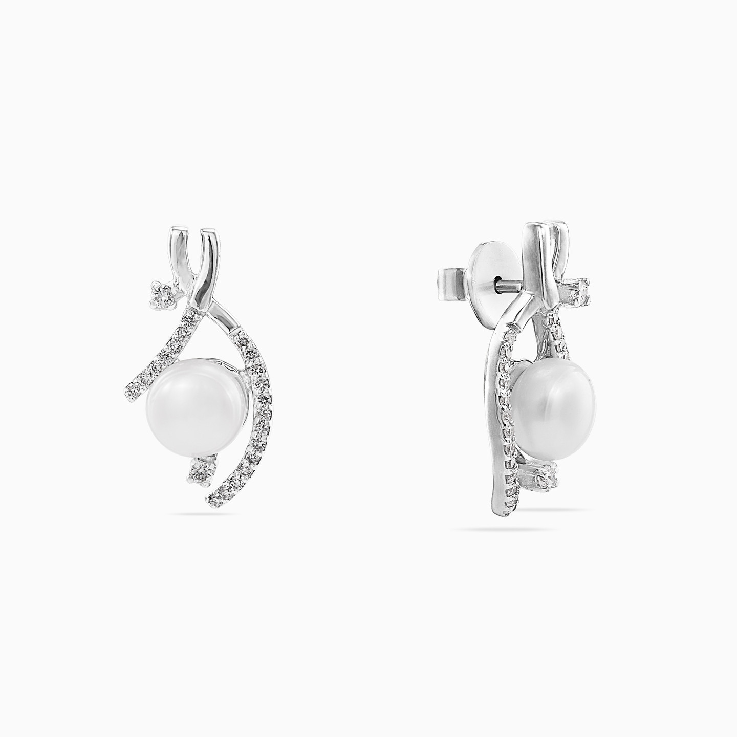 Ribbon Diamond & Pearl Half Set in 18K Gold (3 Pieces) - 8 Ribbon Diamond & Pearl Half Set in 18K Gold (3 Pieces) - 8