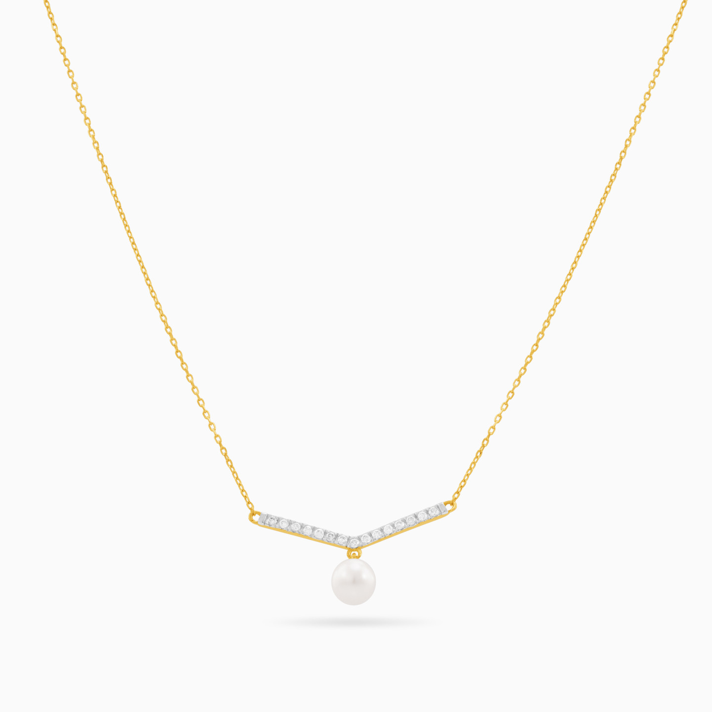 18K Gold Diamond & Pearl Pendant Necklace - 3