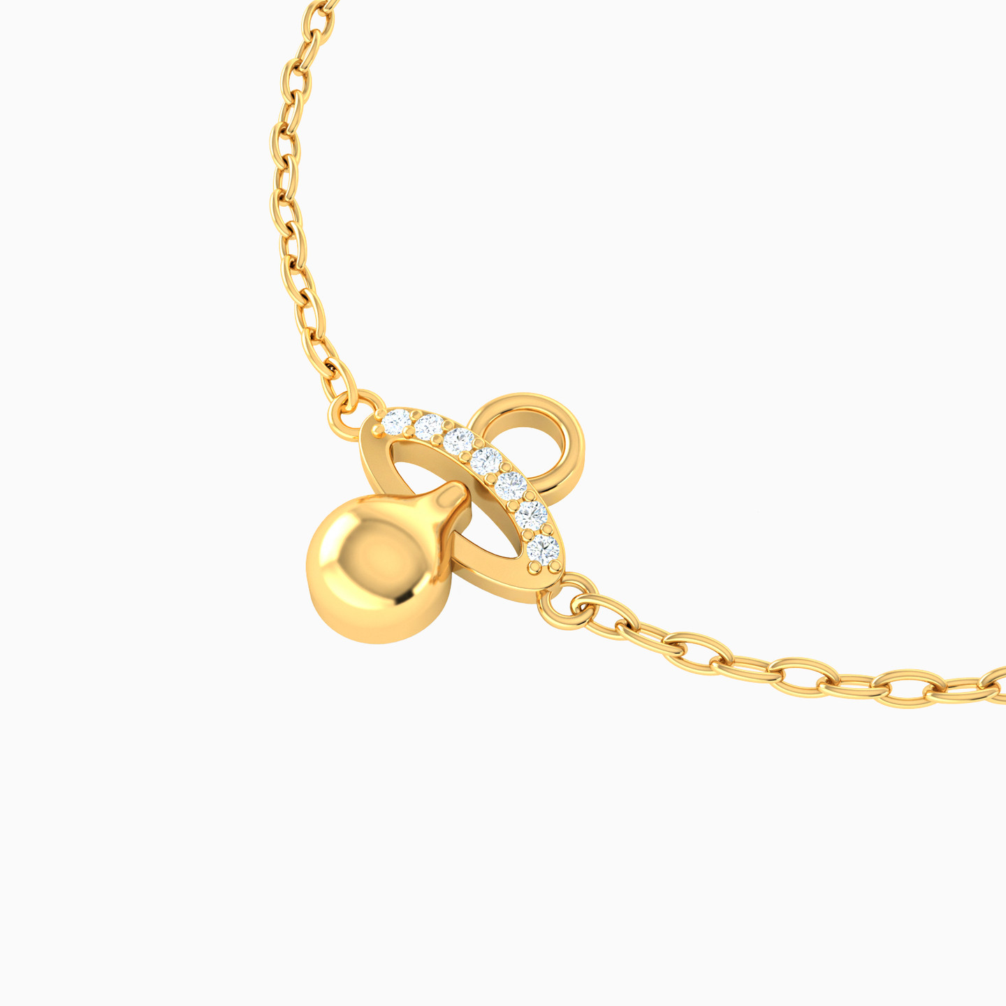 Kids Pacifier Diamond Chain Bracelet in 18K Gold - 3 Kids Pacifier Diamond Chain Bracelet in 18K Gold - 3