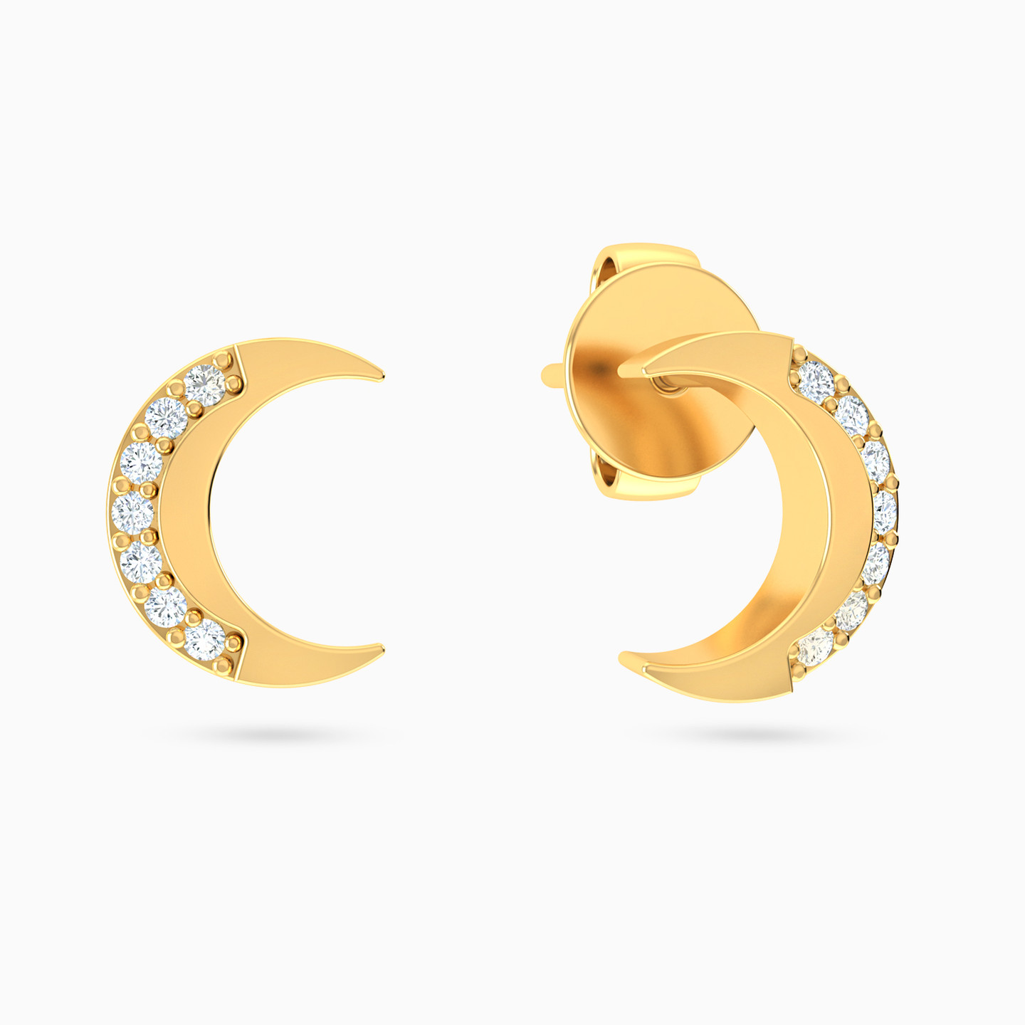Kids Cresent Diamond Stud Earrings in 18K Gold Kids Cresent Diamond Stud Earrings in 18K Gold