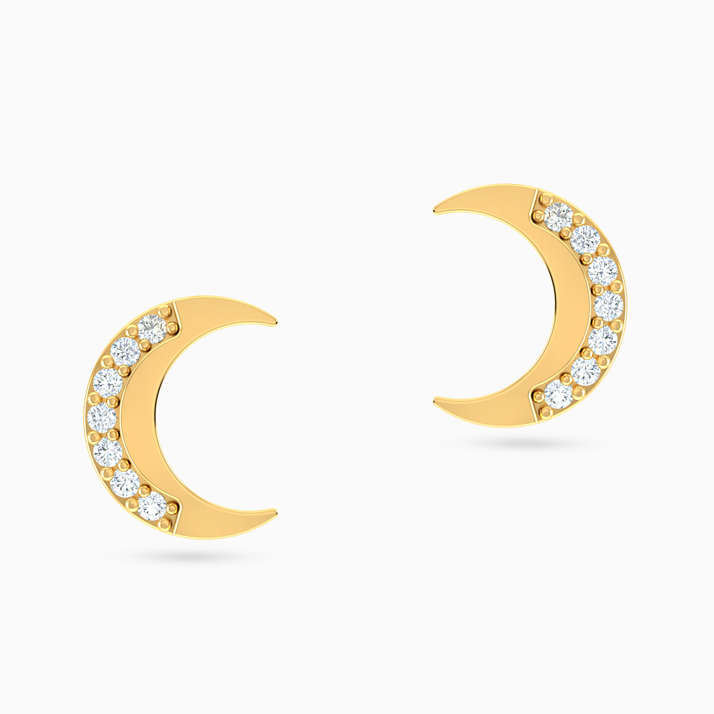 Kids Cresent Diamond Stud Earrings in 18K Gold - 3 Kids Cresent Diamond Stud Earrings in 18K Gold - 3