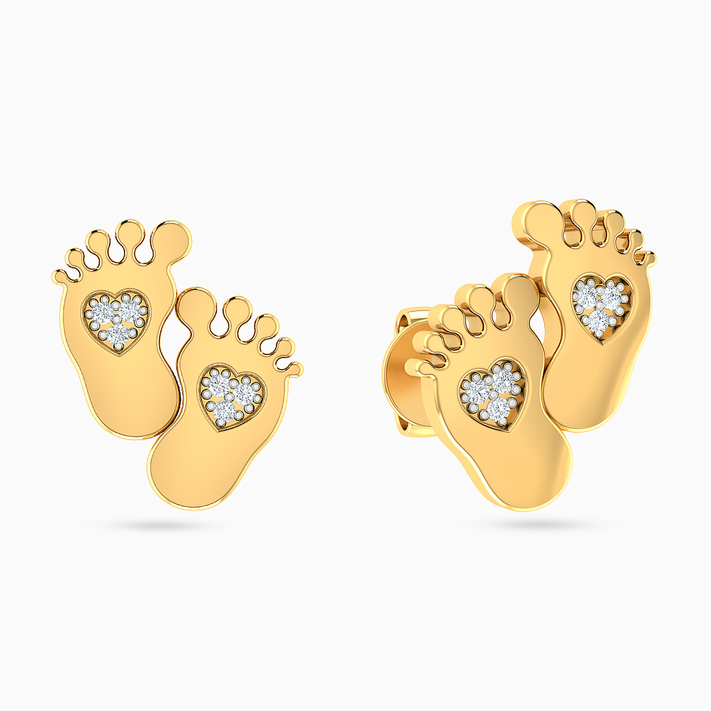 أقراط صغيرة شكل أقدام صغيرة ذهب عيار 18 قيراط مزينة بأحجار الزركون للأطفال أقراط صغيرة شكل أقدام صغيرة ذهب عيار 18 قيراط مزينة بأحجار الزركون للأطفال