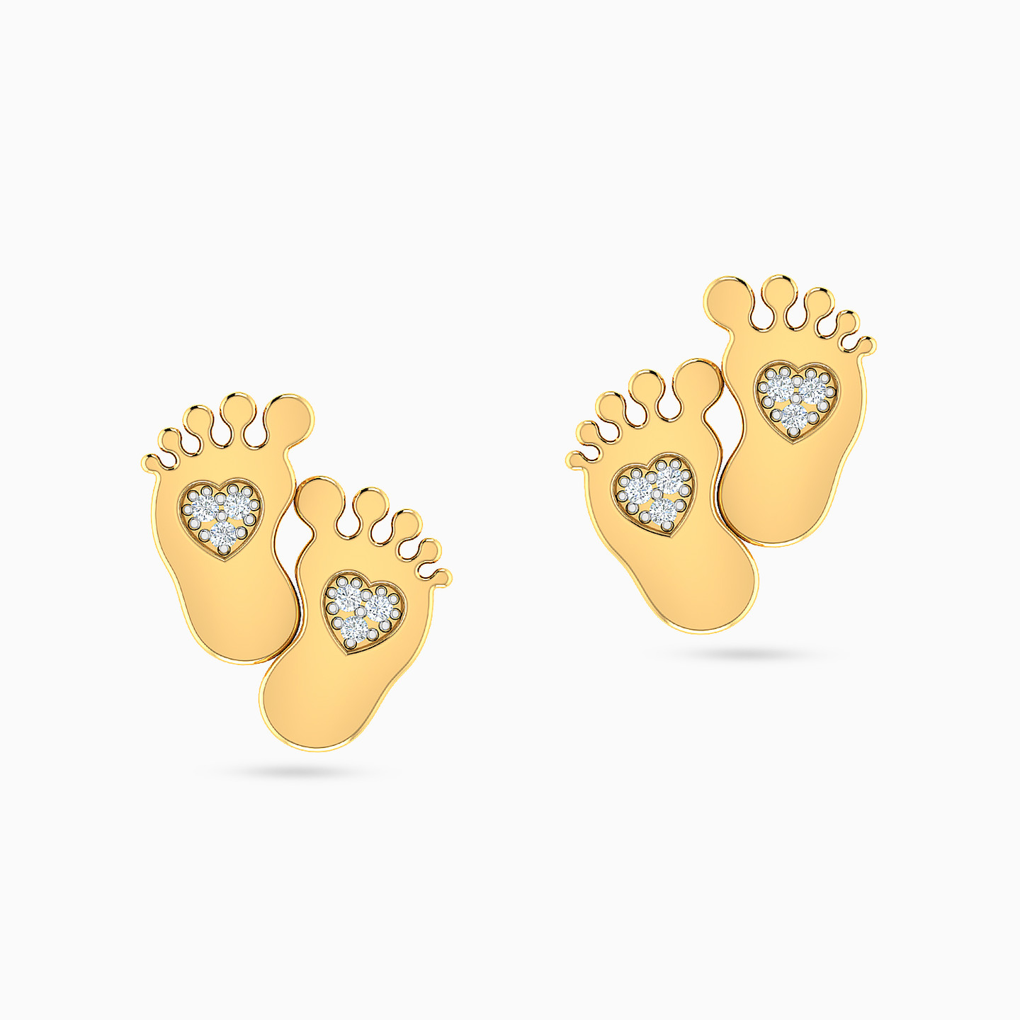 أقراط صغيرة شكل أقدام صغيرة ذهب عيار 18 قيراط مزينة بأحجار الزركون للأطفال - 3 أقراط صغيرة شكل أقدام صغيرة ذهب عيار 18 قيراط مزينة بأحجار الزركون للأطفال - 3