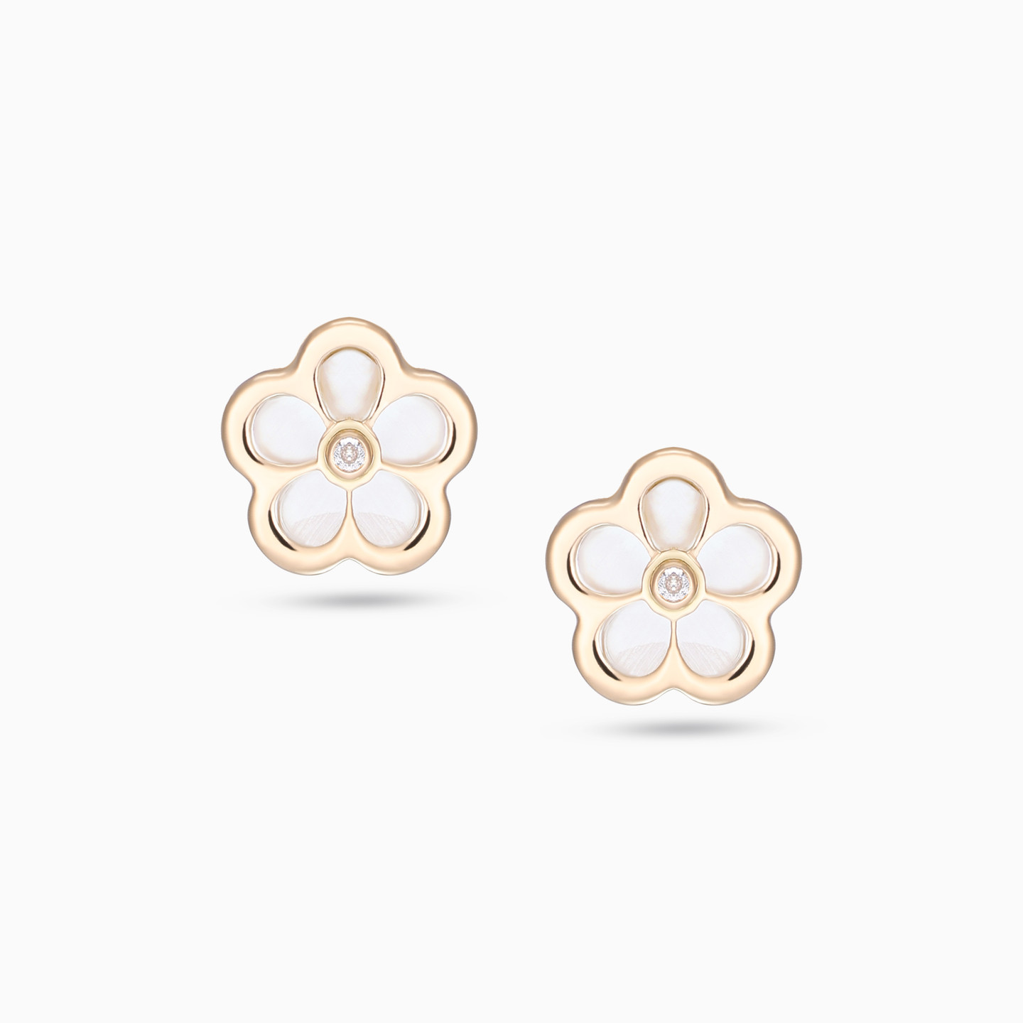 Kids Flower Pearl & Diamonds Earrings in 18K Gold - 3 Kids Flower Pearl & Diamonds Earrings in 18K Gold - 3