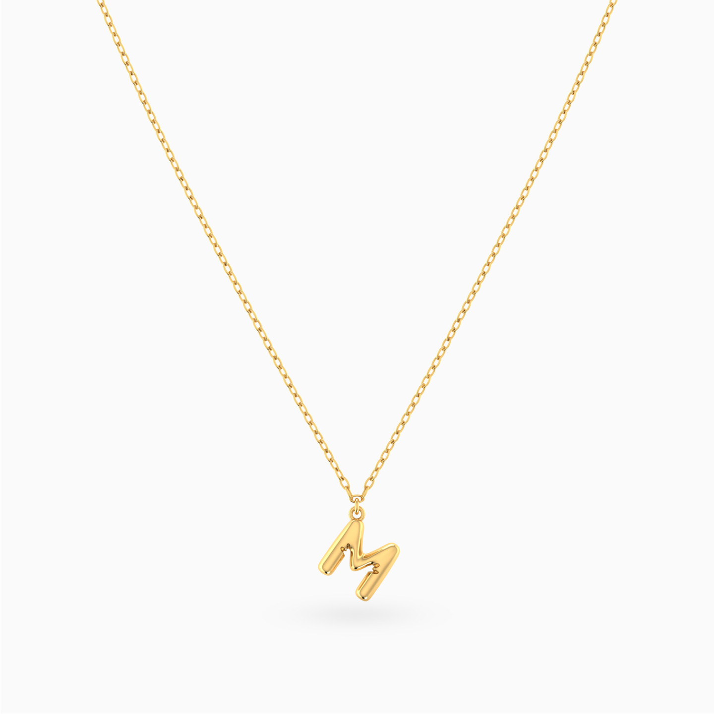 Letter M Pendant Necklace in 18K Gold - 3 Letter M Pendant Necklace in 18K Gold - 3