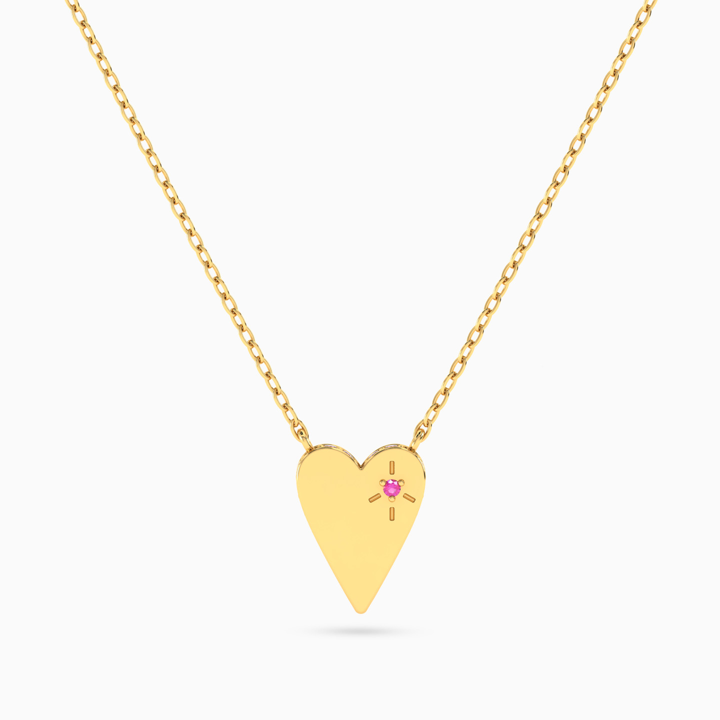 Golden Heart with Pink Stone Necklace in 18K Gold Golden Heart with Pink Stone Necklace in 18K Gold