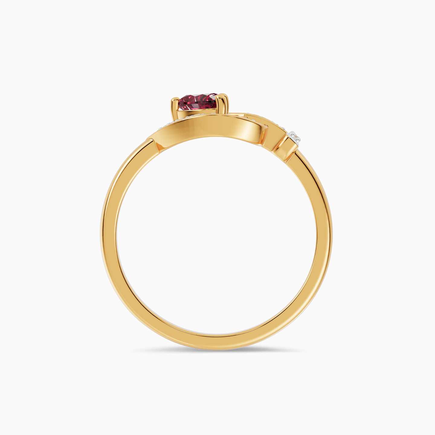 Heart Frame Red Stone Diamond Ring in 18K Gold - 4 Heart Frame Red Stone Diamond Ring in 18K Gold - 4