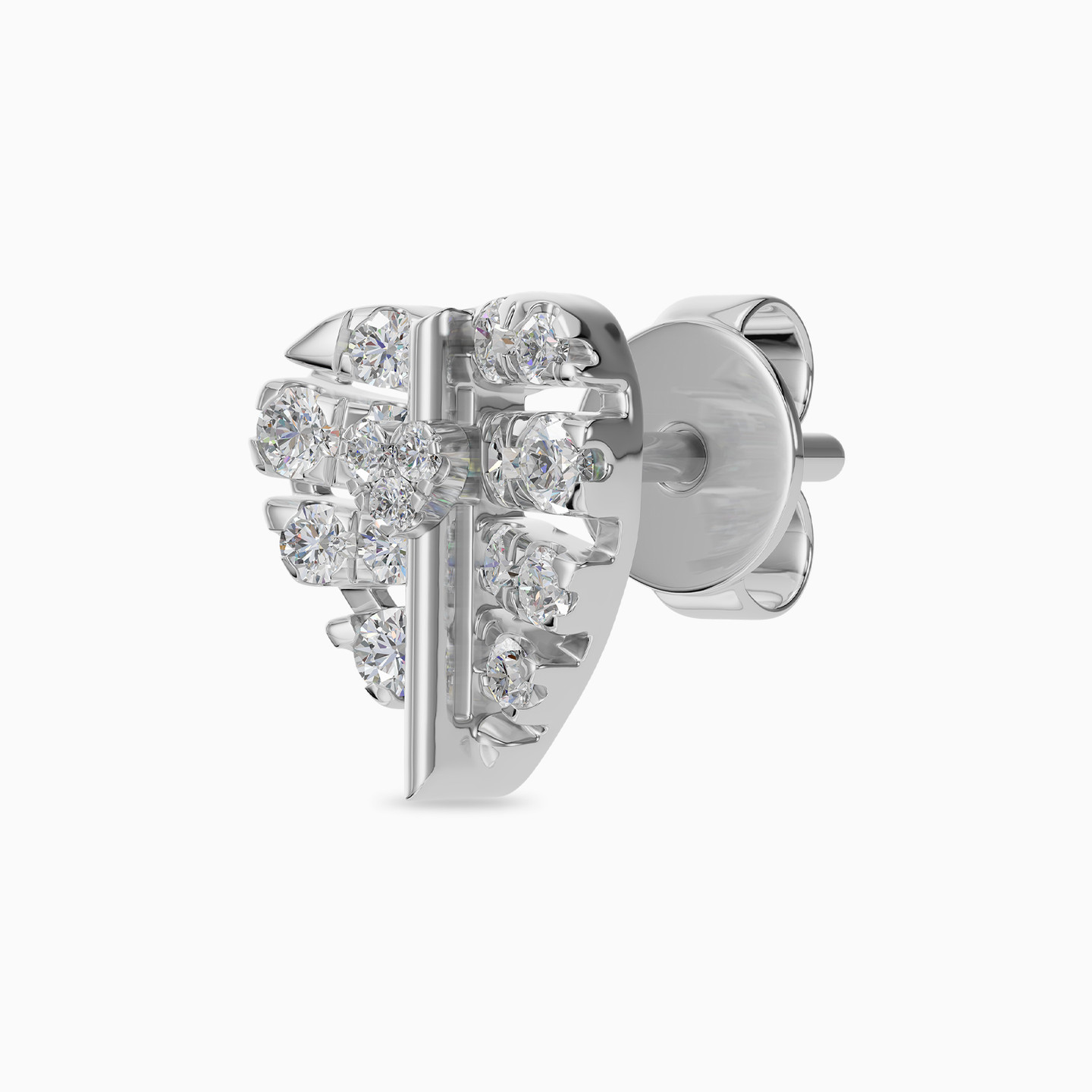 Leaf Diamond Stud Earrings in 18K Gold - 4 Leaf Diamond Stud Earrings in 18K Gold - 4