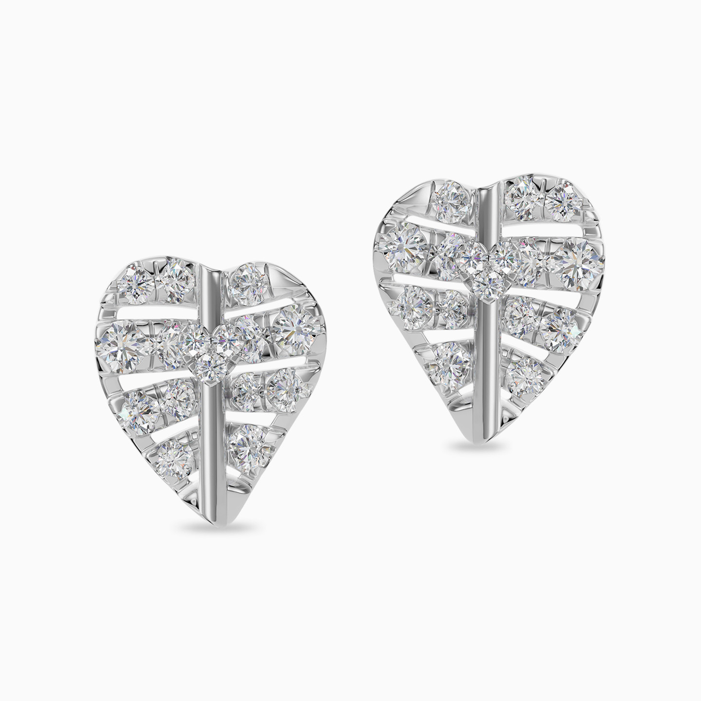 Leaf Diamond Stud Earrings in 18K Gold - 3 Leaf Diamond Stud Earrings in 18K Gold - 3