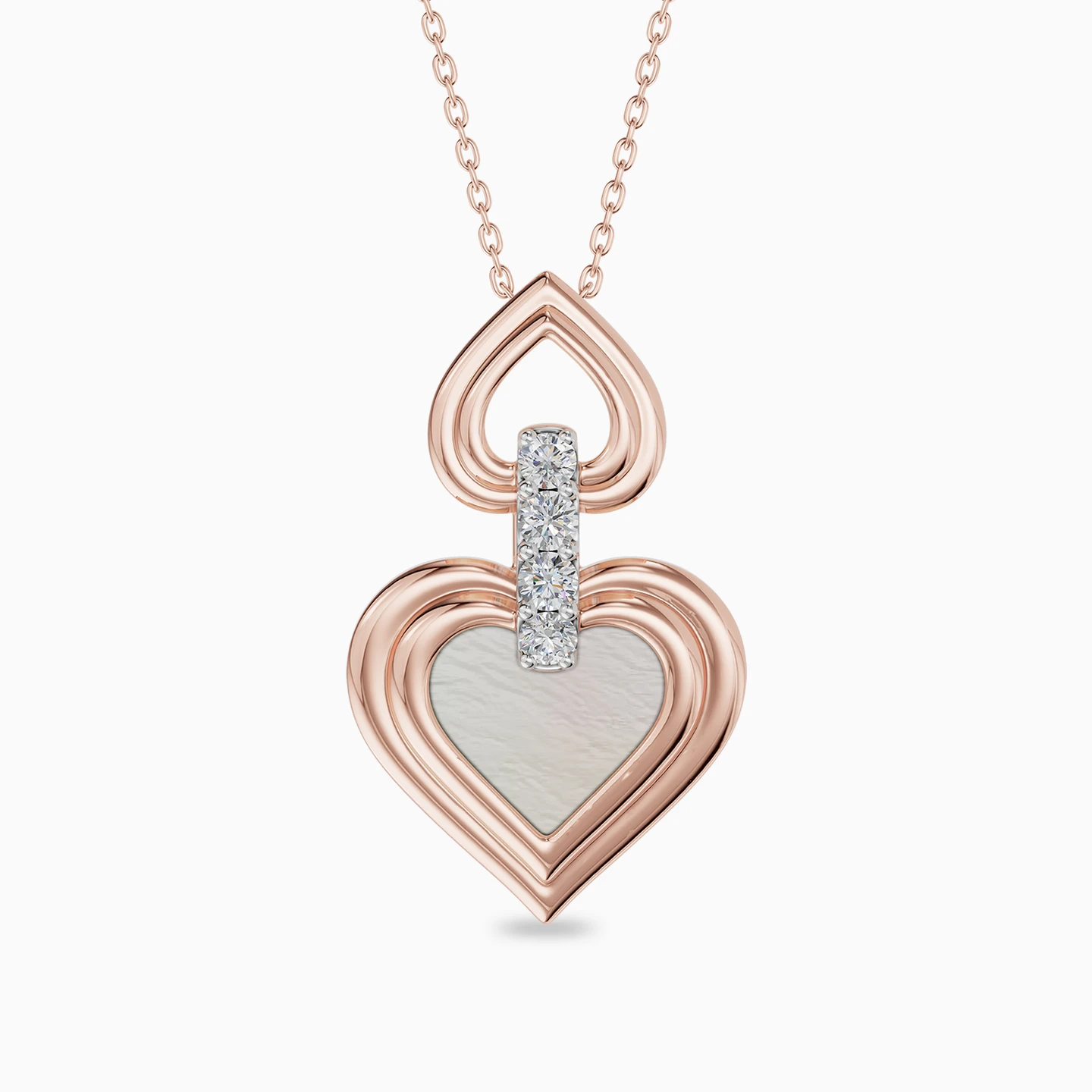Two Hearts Pearl Diamond Necklace in 18K Gold Two Hearts Pearl Diamond Necklace in 18K Gold