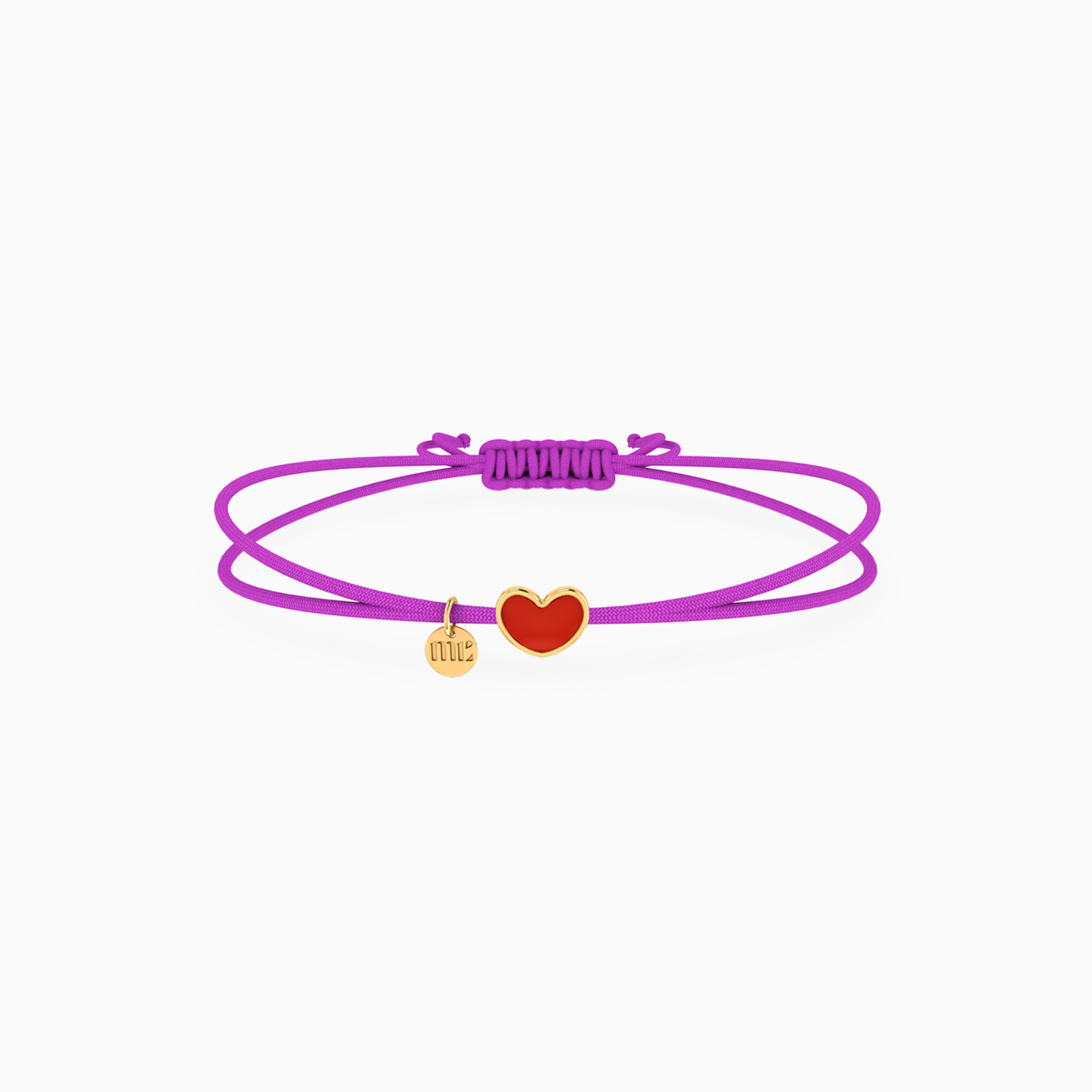 Kids Red Enamel Heart Purple Cord Bracelet in 14K Gold Kids Red Enamel Heart Purple Cord Bracelet in 14K Gold