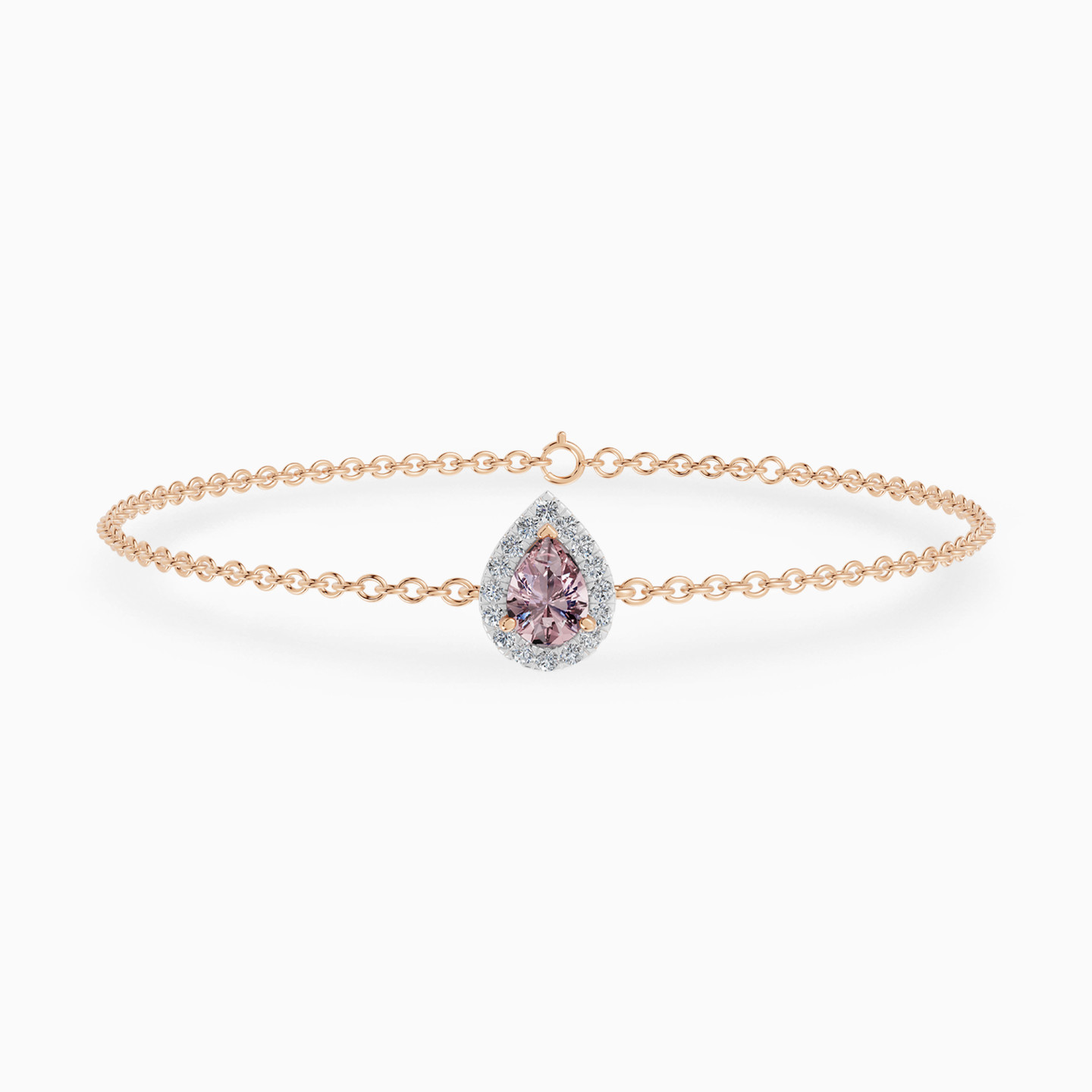 Pear Peach Stone Diamond Chain Bracelet in 18K Gold Pear Peach Stone Diamond Chain Bracelet in 18K Gold