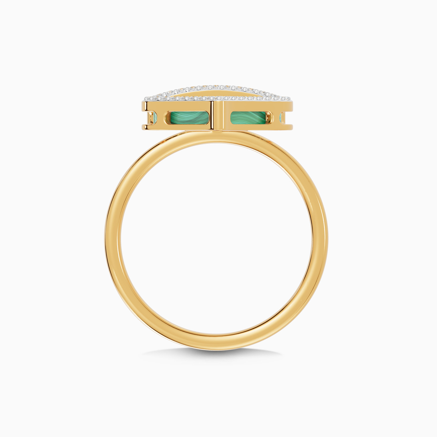Ramadan Round & Ogee Arch Malachite Diamond Ring 18K Gold - 4 Ramadan Round & Ogee Arch Malachite Diamond Ring 18K Gold - 4