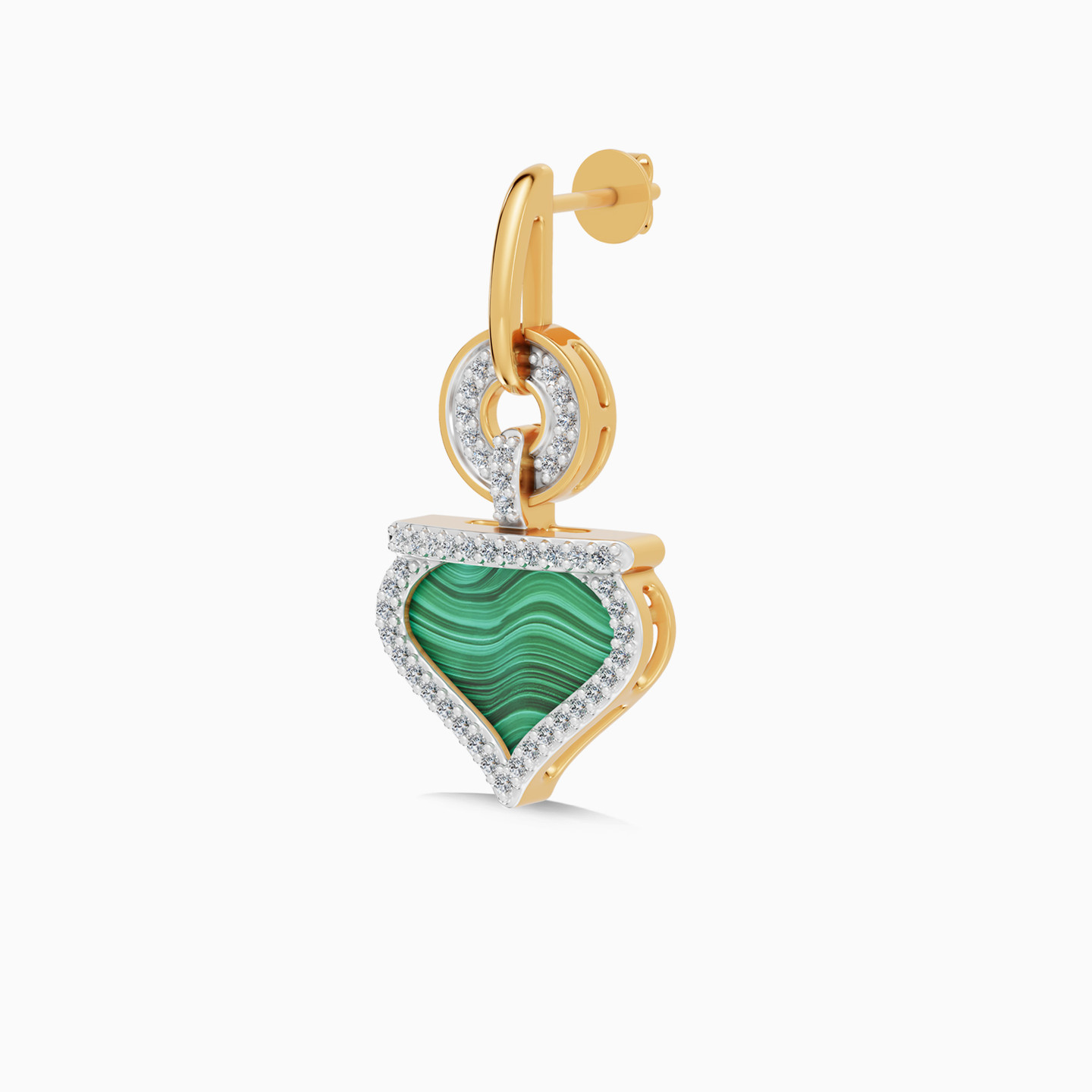 Ramadan Round & Ogee Arch Malachite Diamond Drop Earrings 18K Gold - 4 Ramadan Round & Ogee Arch Malachite Diamond Drop Earrings 18K Gold - 4