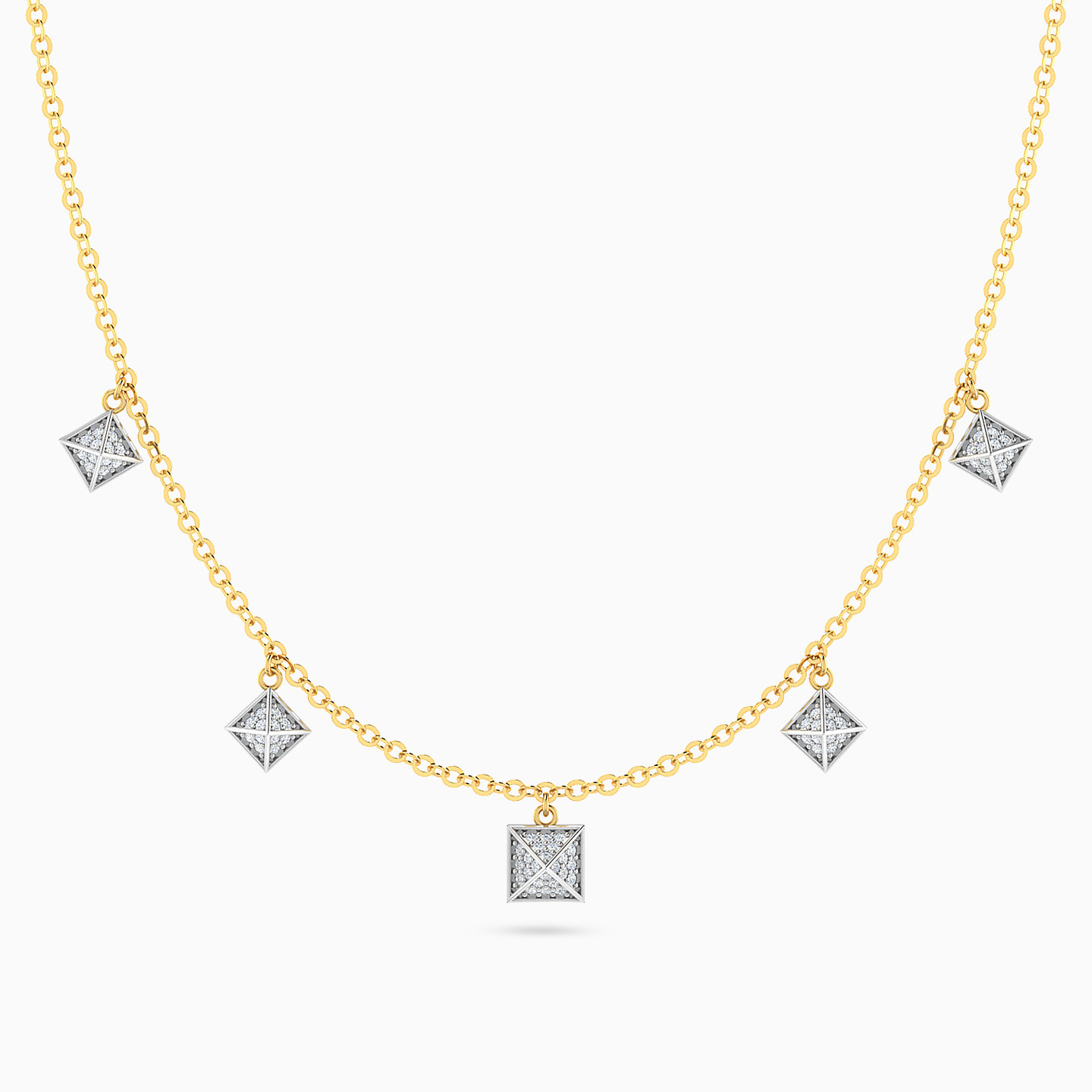 Studded Pyramids Diamond Charm Necklace in 18K Gold Studded Pyramids Diamond Charm Necklace in 18K Gold