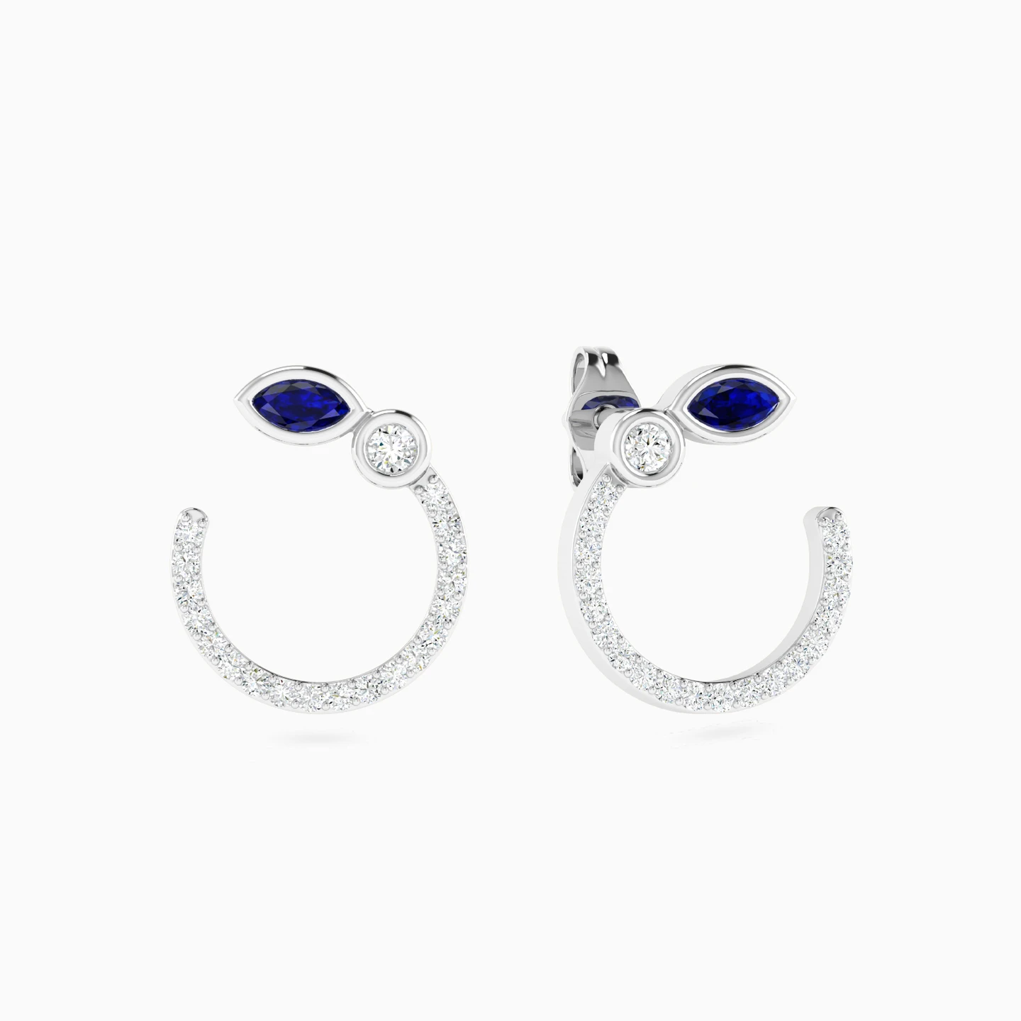 Open Circle Blue Stone & Diamond Stud Earrings in 18K Gold Open Circle Blue Stone & Diamond Stud Earrings in 18K Gold