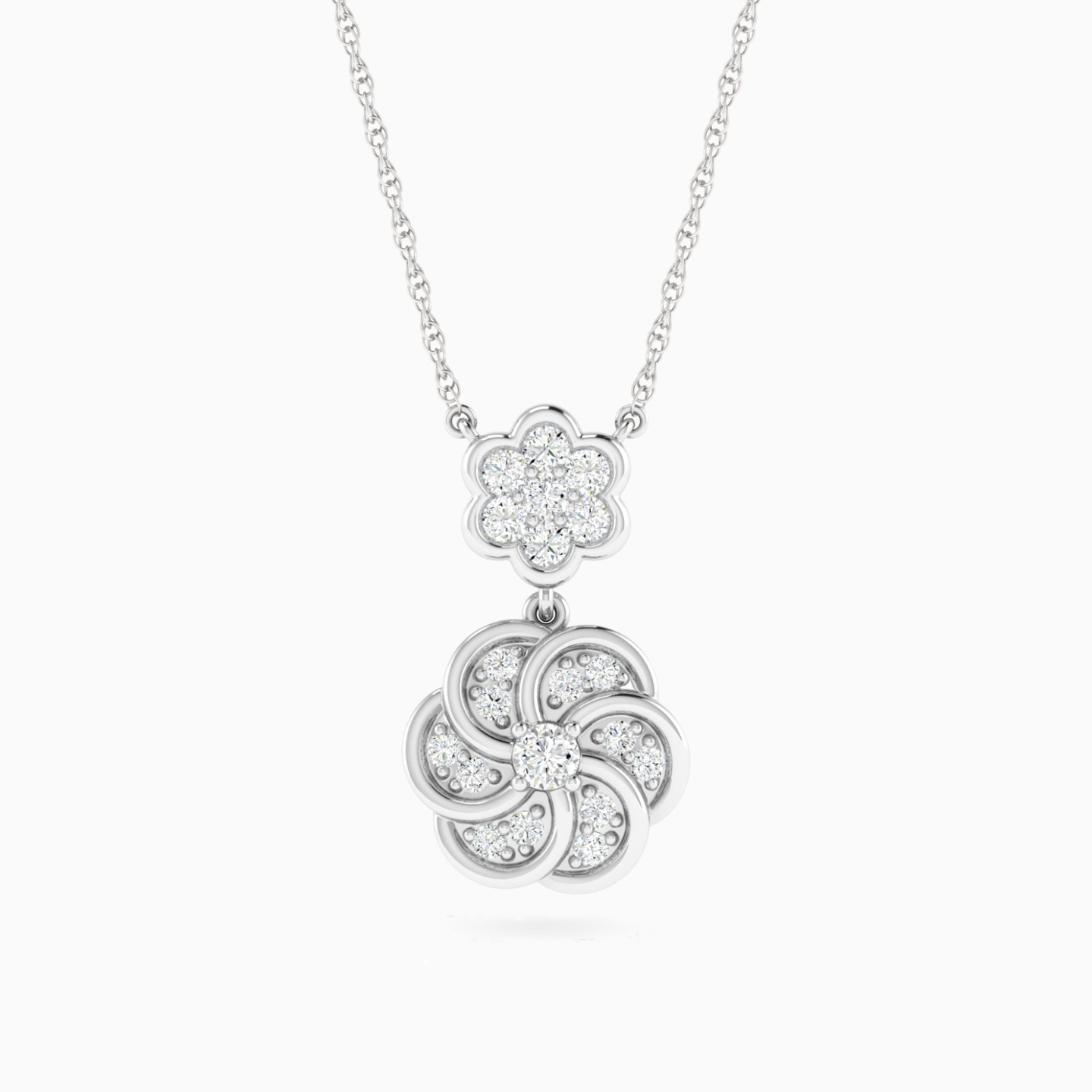 Kids Swirling Circular Motif Diamond Necklace in 18K Gold Kids Swirling Circular Motif Diamond Necklace in 18K Gold