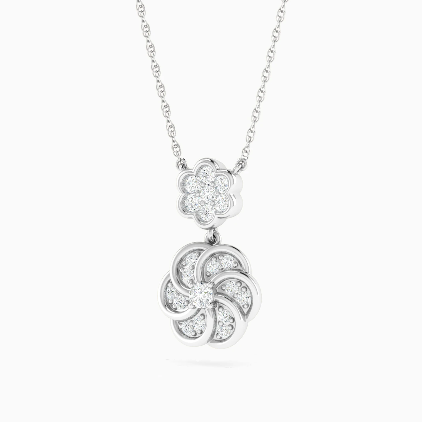 Kids Swirling Circular Motif Diamond Necklace in 18K Gold - 2 Kids Swirling Circular Motif Diamond Necklace in 18K Gold - 2