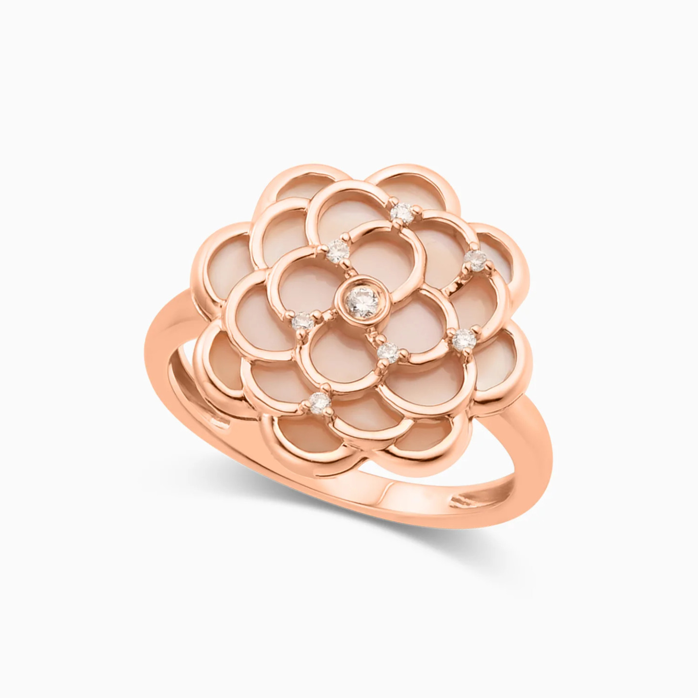 Layered Flower Diamond Ring in 18K Gold - 3 Layered Flower Diamond Ring in 18K Gold - 3