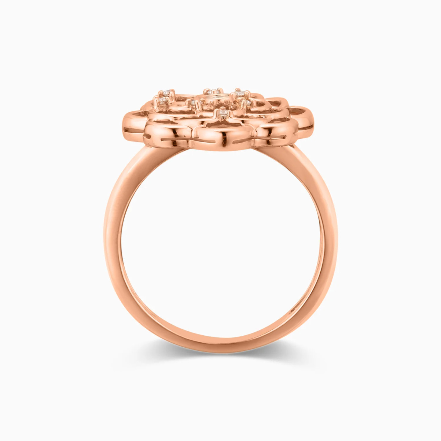 Layered Flower Diamond Ring in 18K Gold - 4 Layered Flower Diamond Ring in 18K Gold - 4