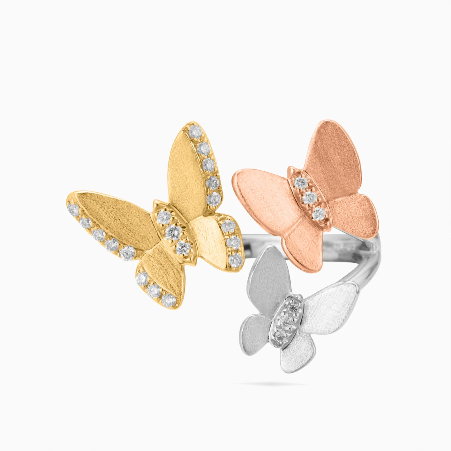 Three Butterflies Diamond Ring in 18K Gold Three Butterflies Diamond Ring in 18K Gold