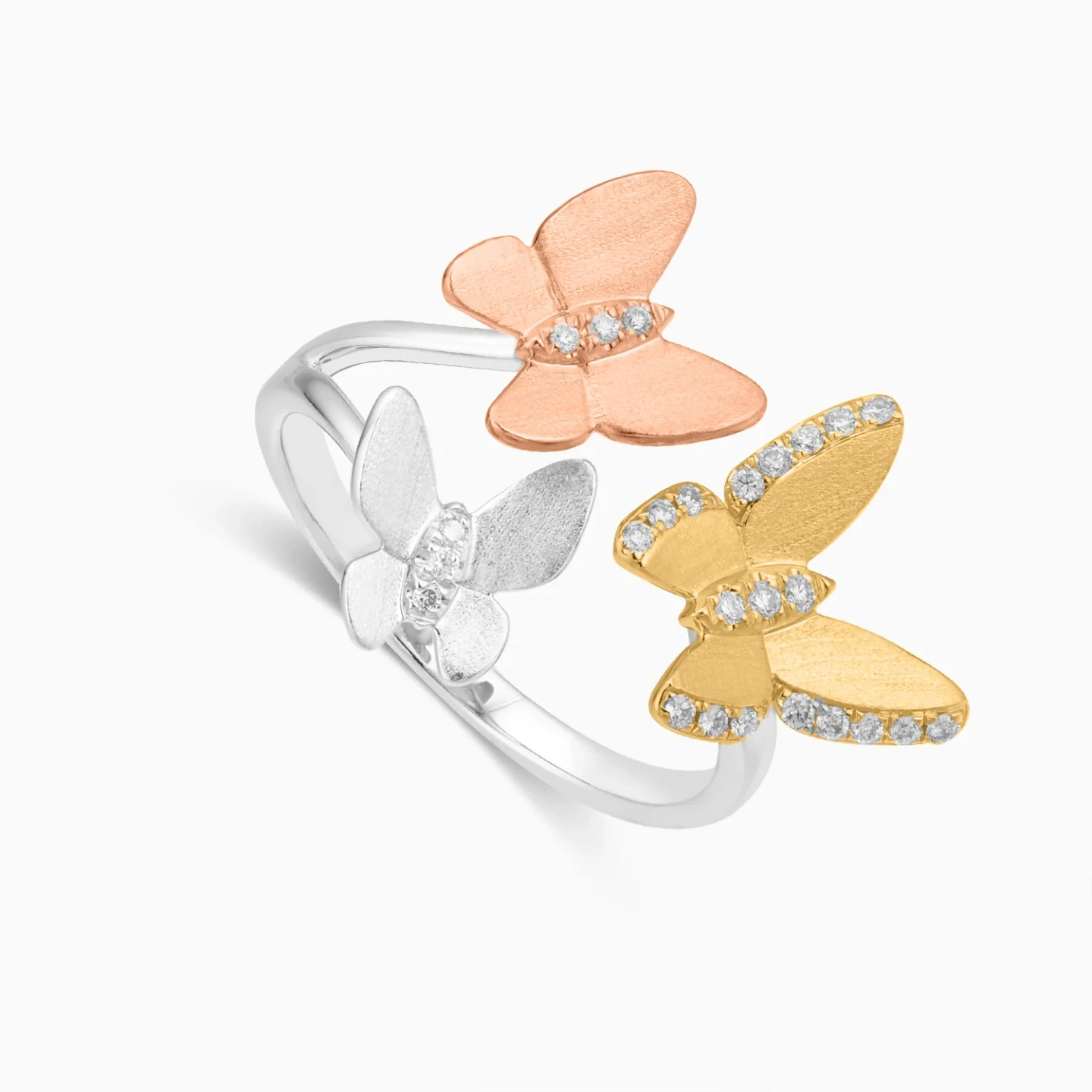 Three Butterflies Diamond Ring in 18K Gold - 3 Three Butterflies Diamond Ring in 18K Gold - 3