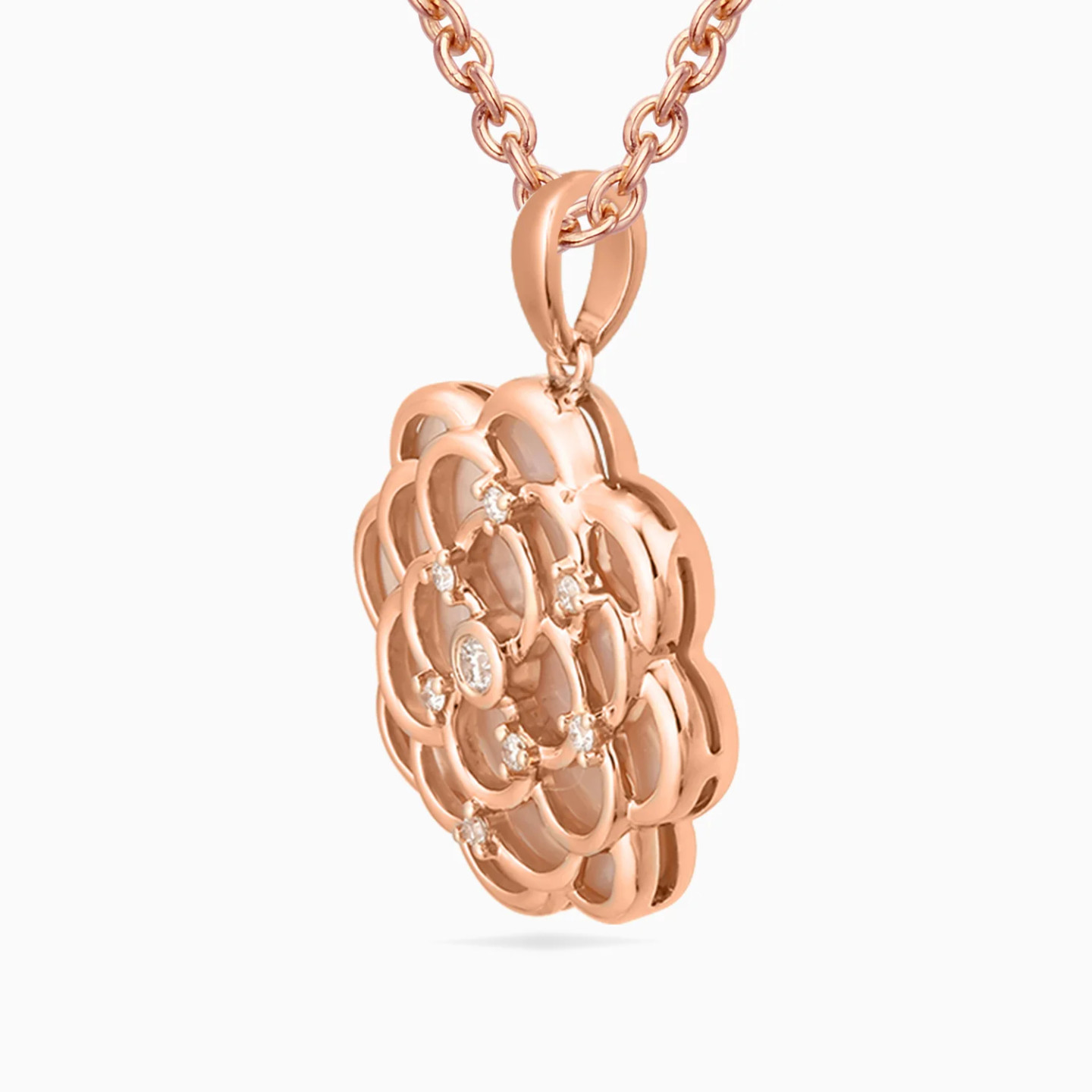 Layered Flower Diamond Necklace in 18K Gold - 2 Layered Flower Diamond Necklace in 18K Gold - 2