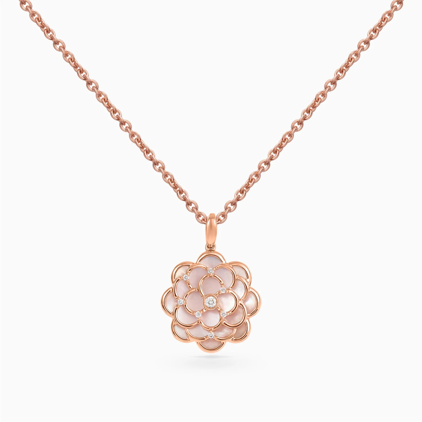 Layered Flower Diamond Necklace in 18K Gold - 3 Layered Flower Diamond Necklace in 18K Gold - 3