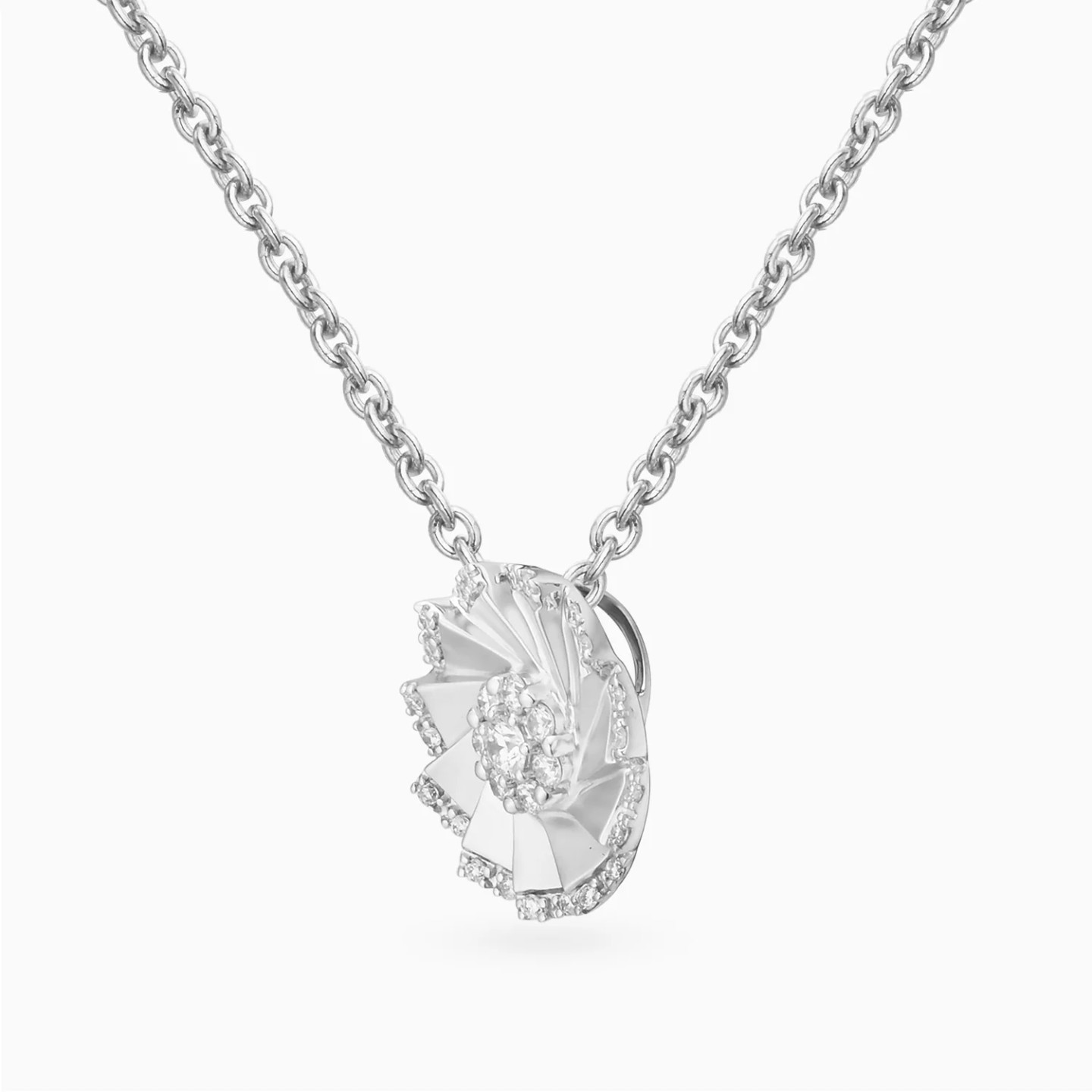Floral Fan Detailed Diamond Necklace in 18K Gold - 2 Floral Fan Detailed Diamond Necklace in 18K Gold - 2