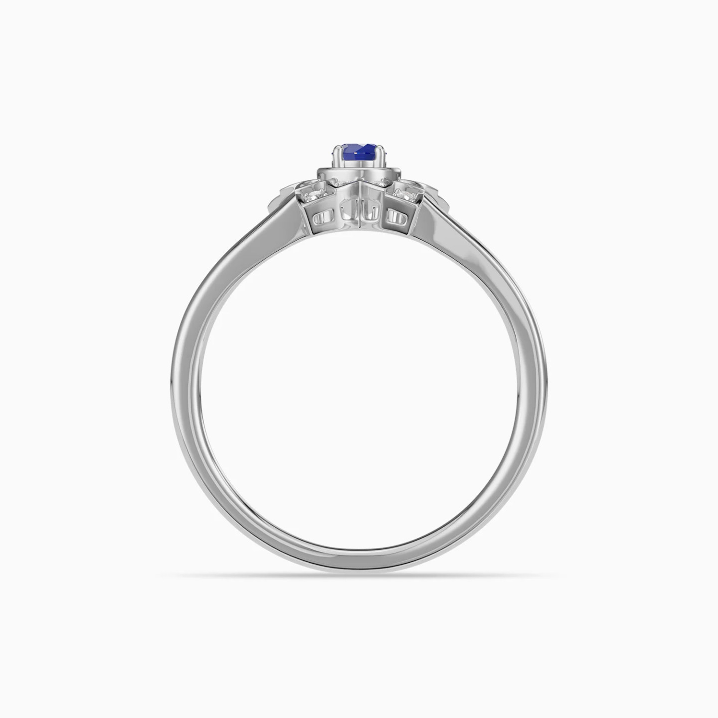 Detailed Flower Blue Stone & Diamond Ring in 18K Gold - 4 Detailed Flower Blue Stone & Diamond Ring in 18K Gold - 4