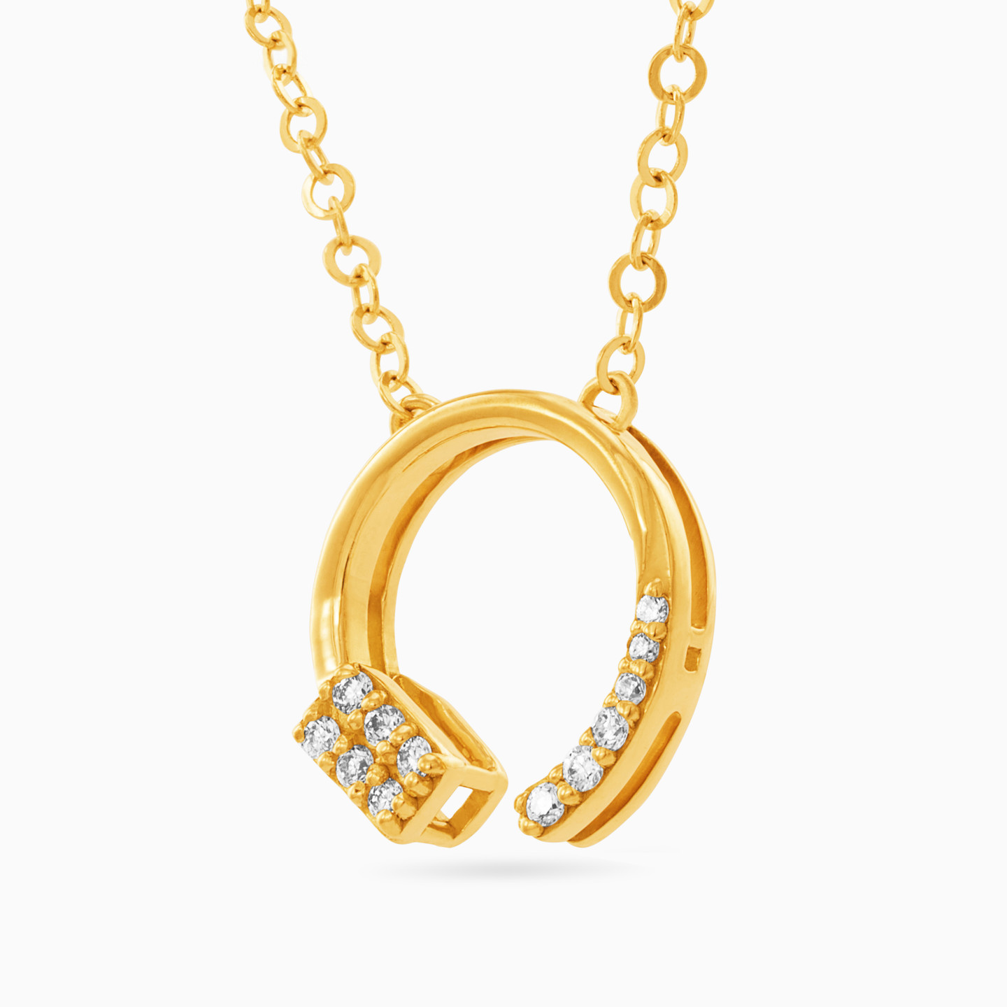 سلسلة ذهب قوس عيار 18 قيراط مزينة بالألماس   - 2