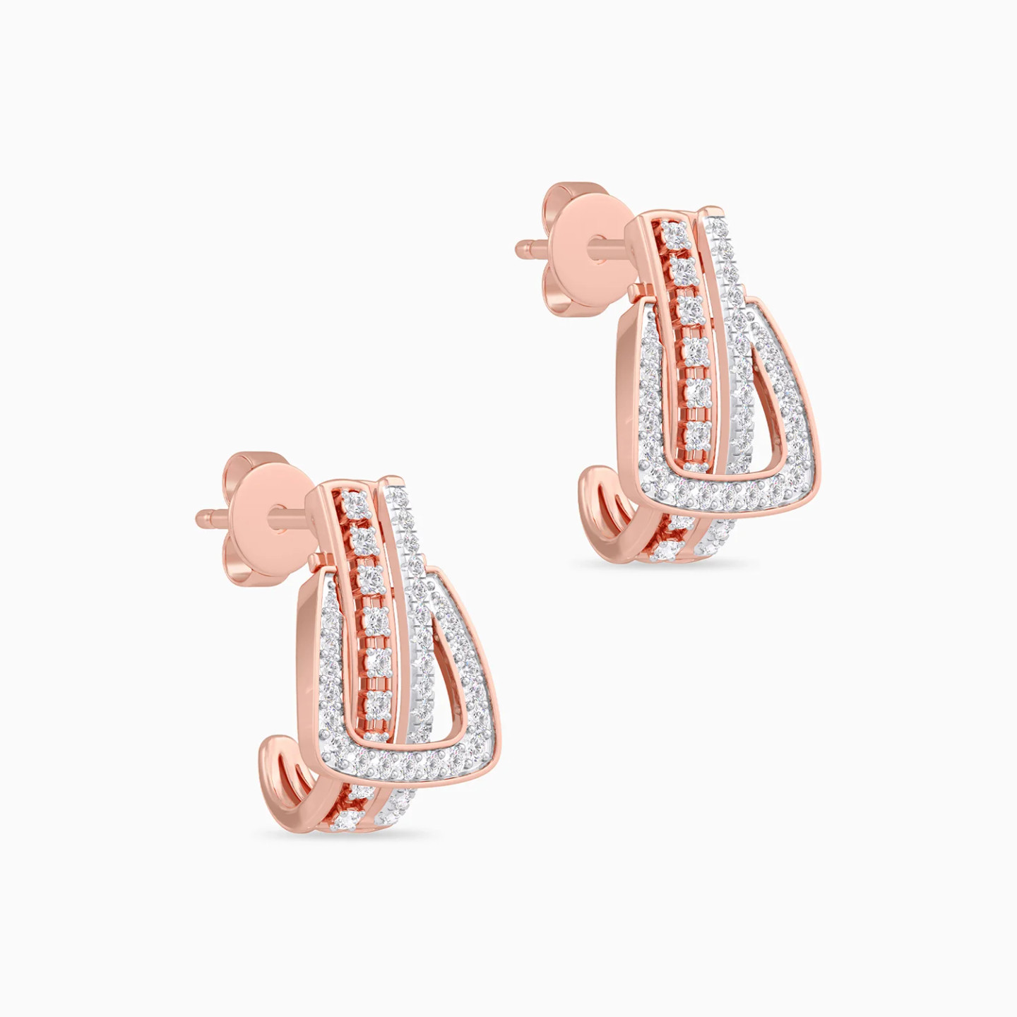 أقراط متدلية شكل حزام ذهب عيار 18 قيراط مزينة بالألماس - 3 أقراط متدلية شكل حزام ذهب عيار 18 قيراط مزينة بالألماس - 3