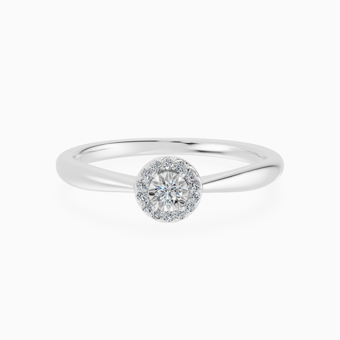 Round Halo Diamond Ring in 18K Gold Round Halo Diamond Ring in 18K Gold