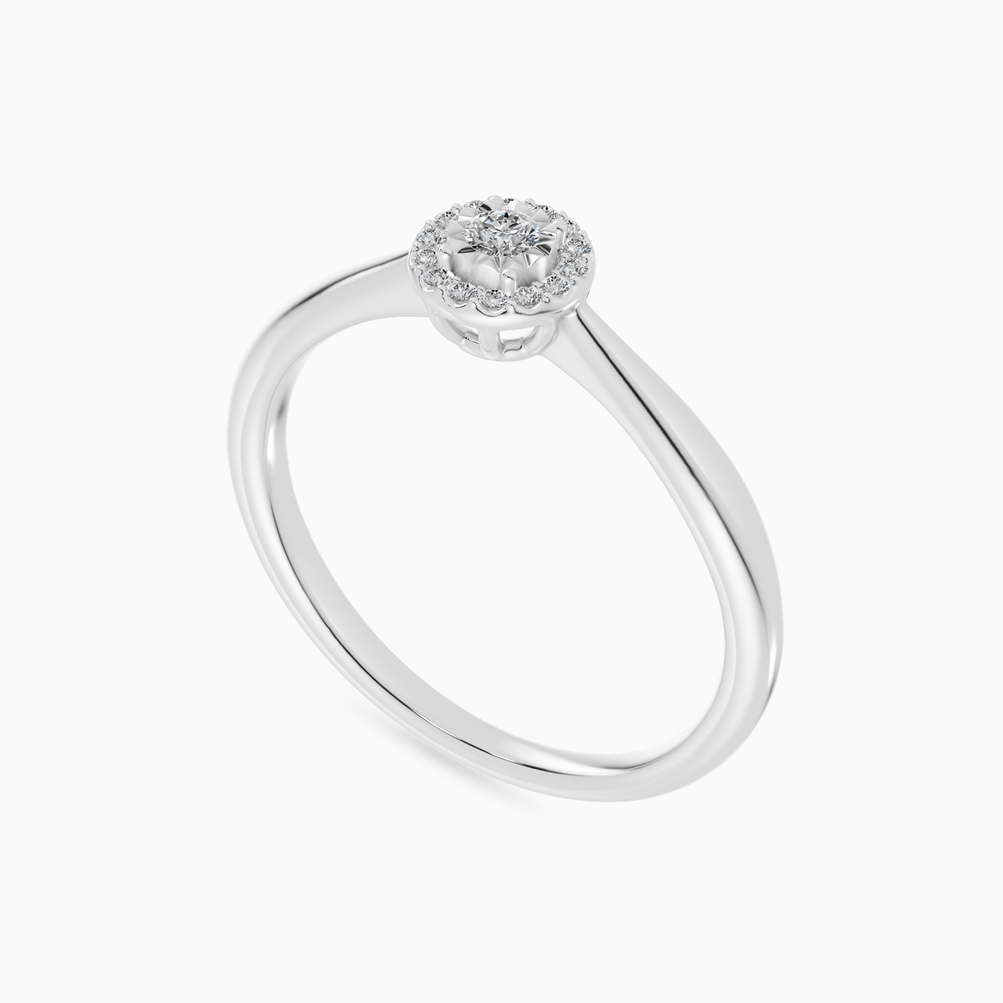 Round Halo Diamond Ring in 18K Gold - 3 Round Halo Diamond Ring in 18K Gold - 3