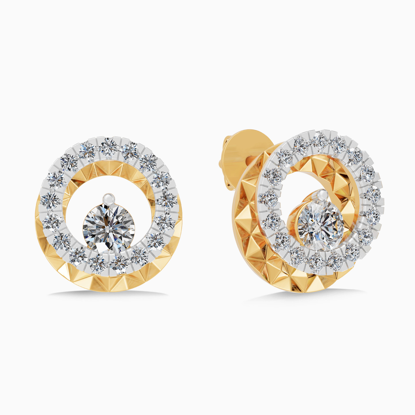 Circular Frame Diamond Stud Earrings in 18K Gold Circular Frame Diamond Stud Earrings in 18K Gold