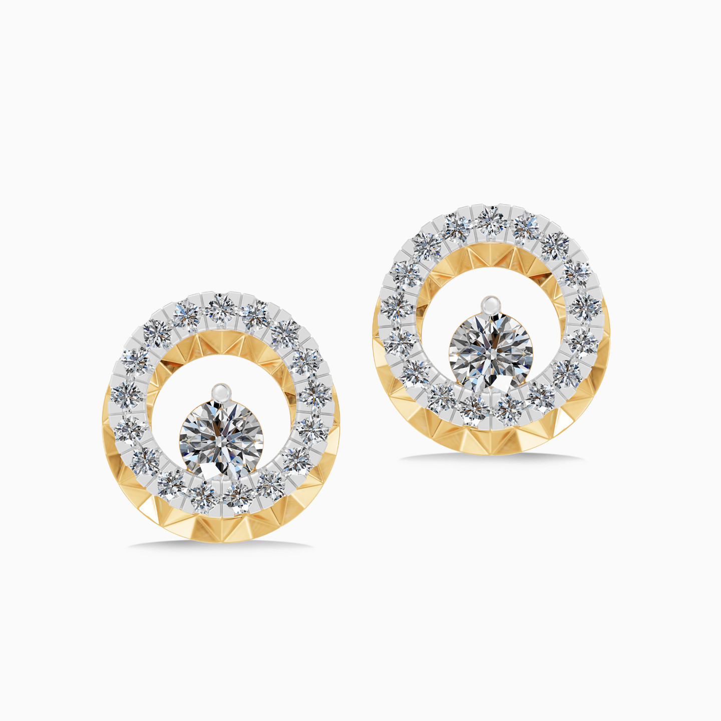 Circular Frame Diamond Stud Earrings in 18K Gold - 3 Circular Frame Diamond Stud Earrings in 18K Gold - 3