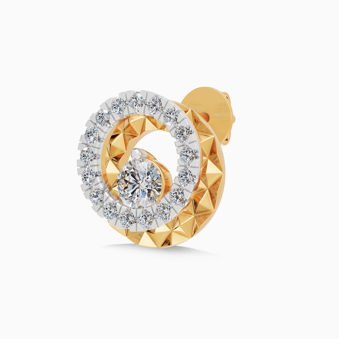 Circular Frame Diamond Stud Earrings in 18K Gold - 4 Circular Frame Diamond Stud Earrings in 18K Gold - 4