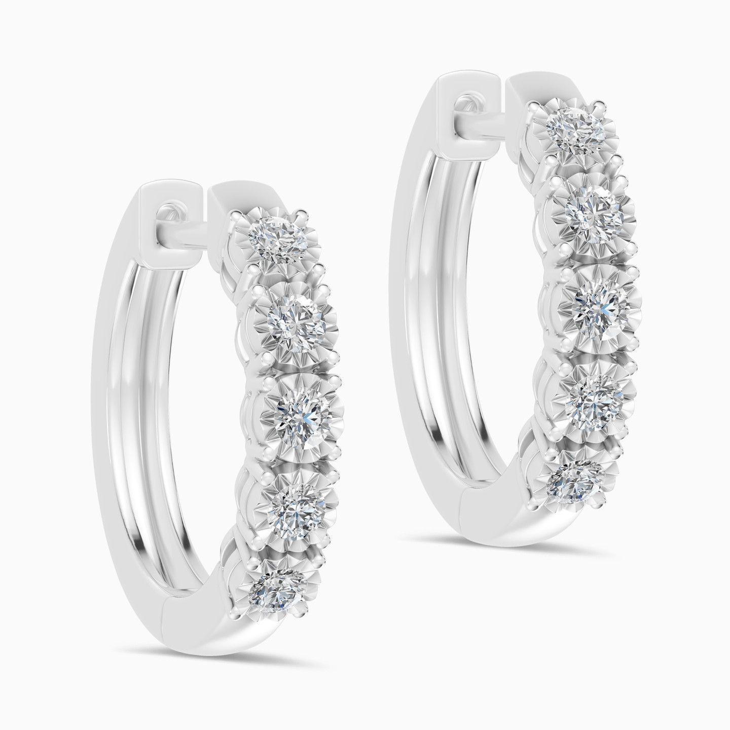 Wide Line Diamond Huggie Earrings in 18K Gold - 3 Wide Line Diamond Huggie Earrings in 18K Gold - 3