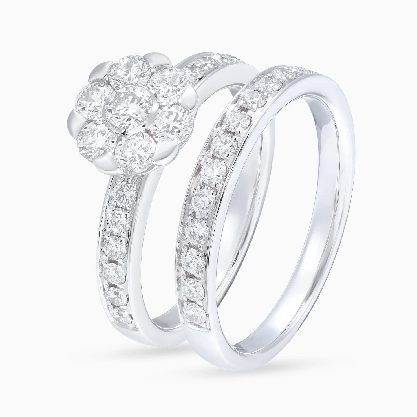 Floral Cluster Double Row Diamond Ring in 18K Gold Floral Cluster Double Row Diamond Ring in 18K Gold