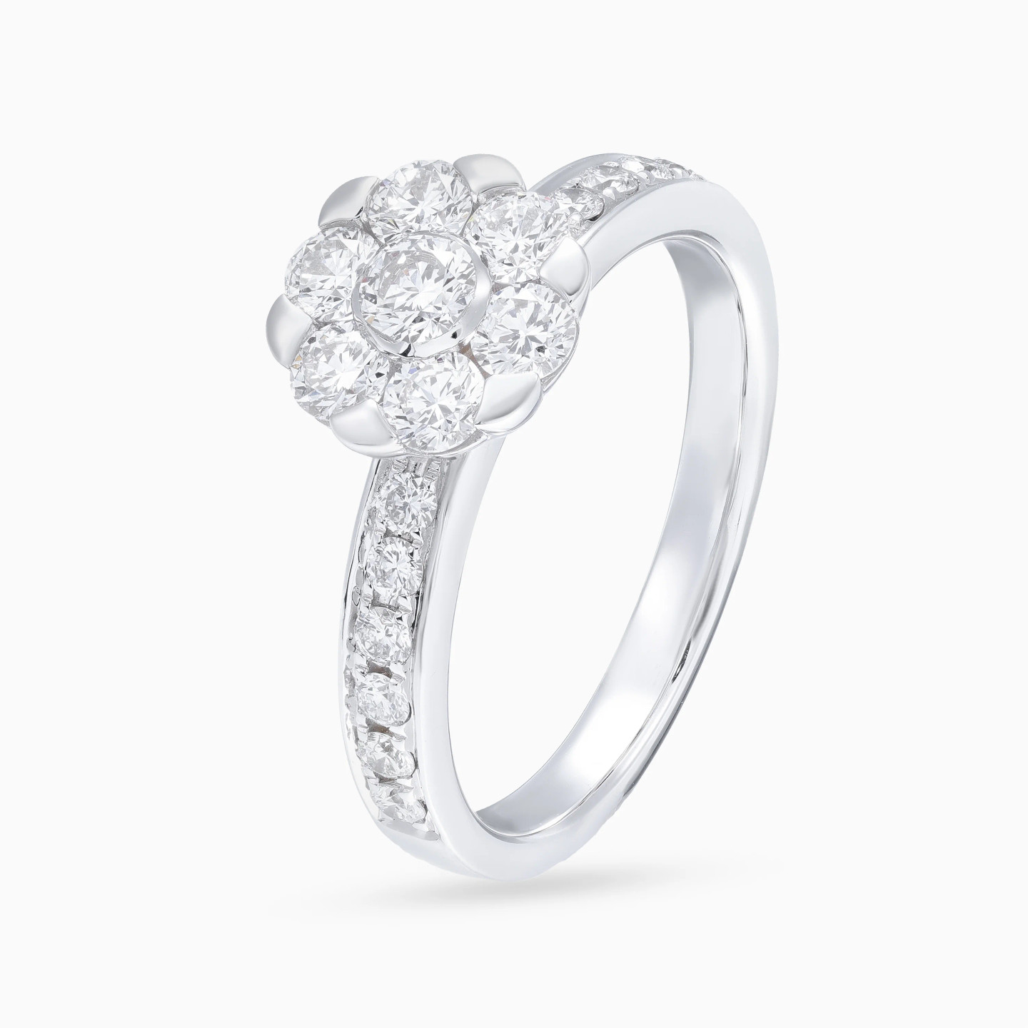Floral Cluster Double Row Diamond Ring in 18K Gold - 3 Floral Cluster Double Row Diamond Ring in 18K Gold - 3