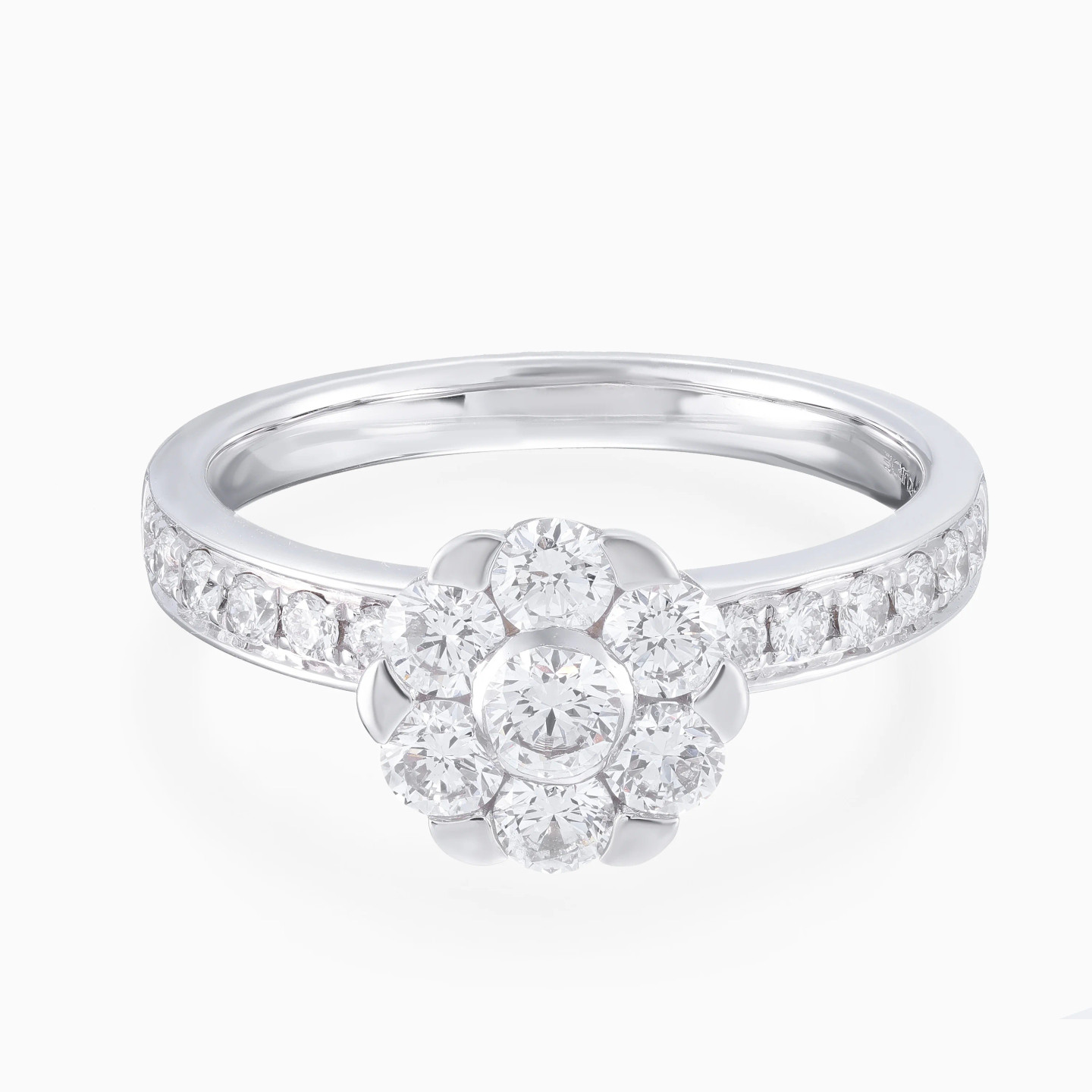 Floral Cluster Double Row Diamond Ring in 18K Gold - 5 Floral Cluster Double Row Diamond Ring in 18K Gold - 5