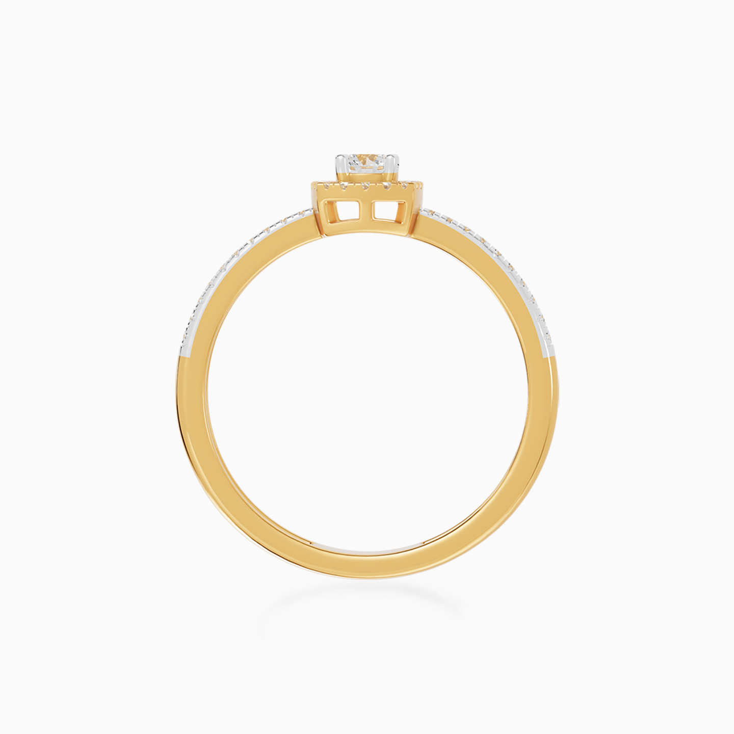 Square Halo Diamond Split Shank Ring in 18K Gold - 3 Square Halo Diamond Split Shank Ring in 18K Gold - 3