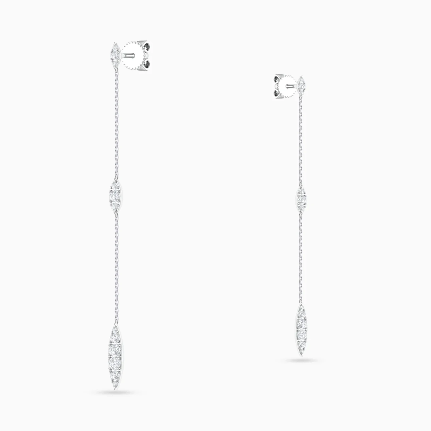 Vertical Bar & Marquise Cluster Diamond Drop Earrings in 18K Gold - 4 Vertical Bar & Marquise Cluster Diamond Drop Earrings in 18K Gold - 4