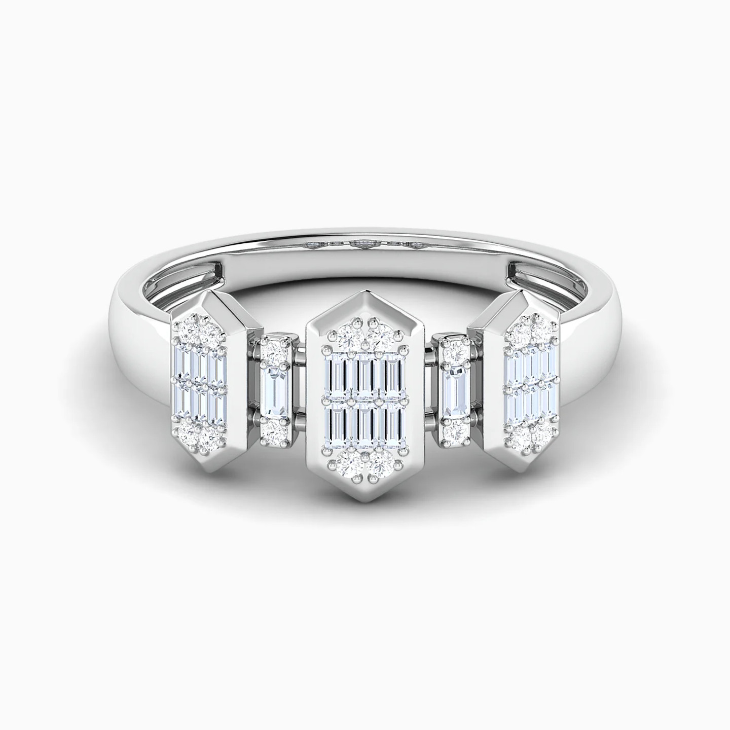 Three Hexagons Diamond Ring in 18K Gold Three Hexagons Diamond Ring in 18K Gold
