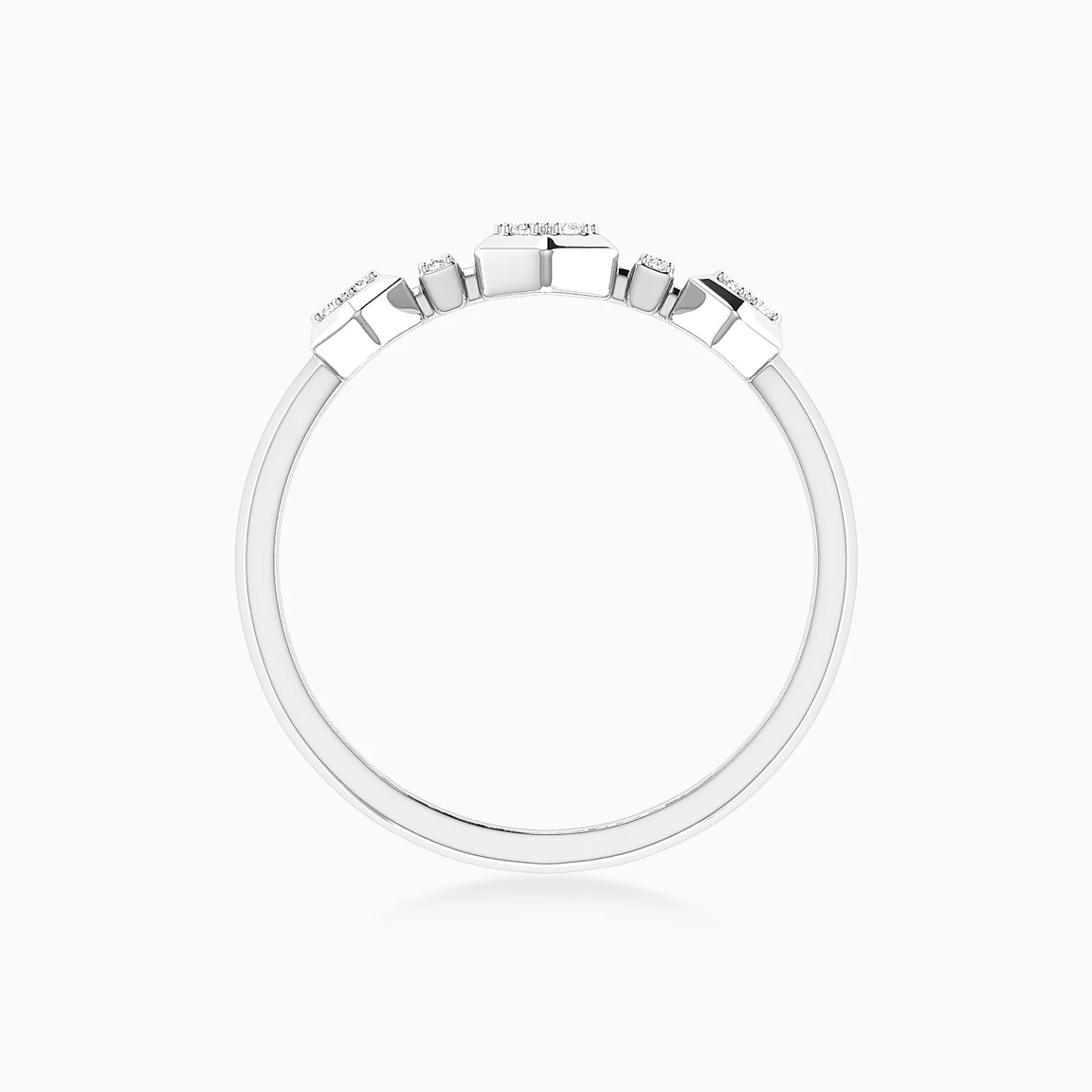 Three Hexagons Diamond Ring in 18K Gold - 4 Three Hexagons Diamond Ring in 18K Gold - 4
