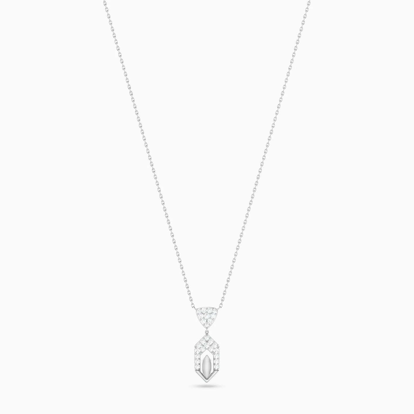 Triangle & Hexagonal Frame Diamond Necklace in 18K Gold Triangle & Hexagonal Frame Diamond Necklace in 18K Gold