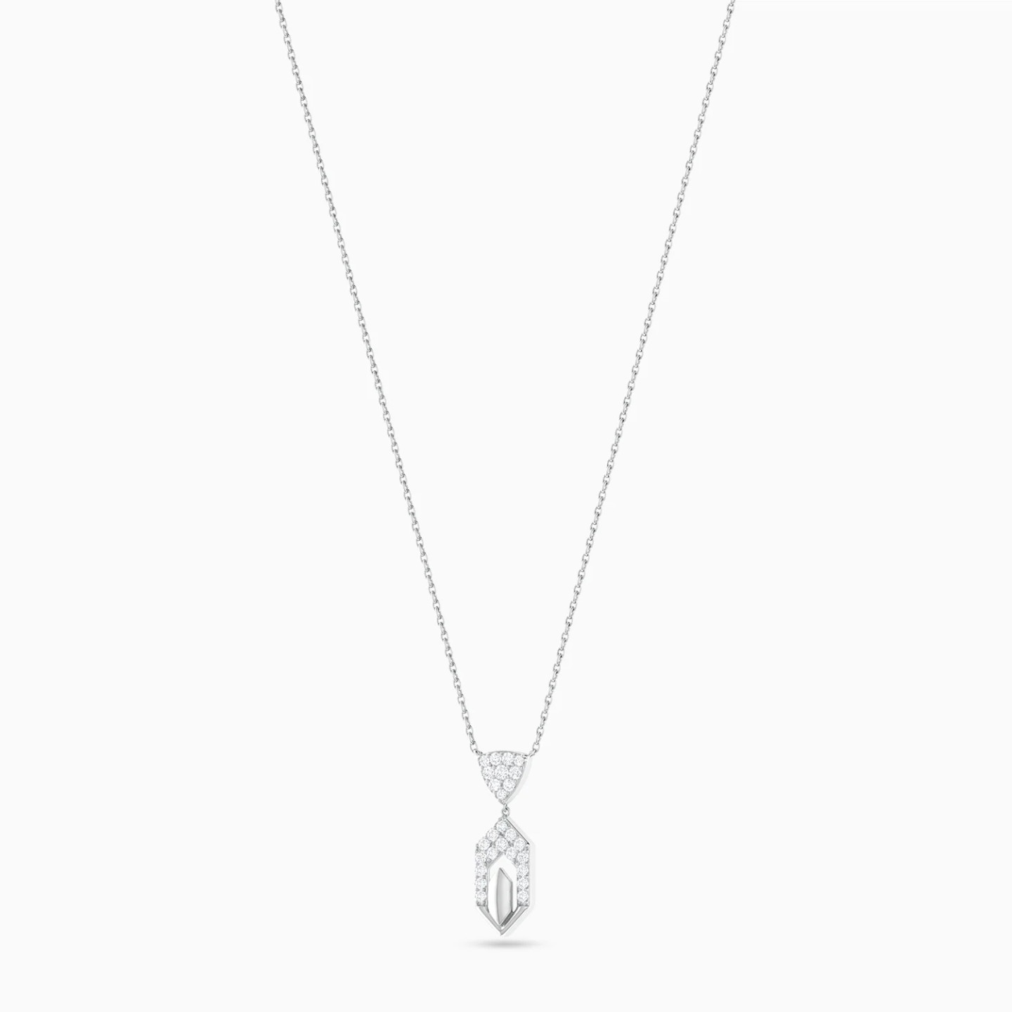 Triangle & Hexagonal Frame Diamond Necklace in 18K Gold - 2 Triangle & Hexagonal Frame Diamond Necklace in 18K Gold - 2